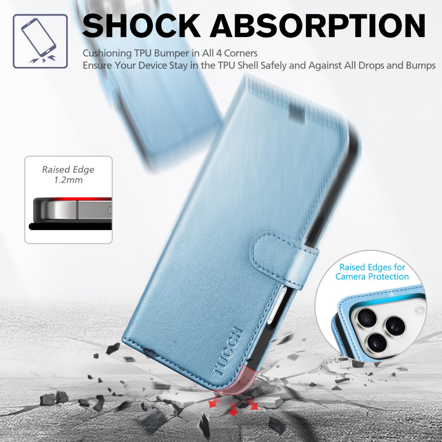 Wallet Case Compatible with iPhone 17 Pro, RFID Blocking 4 Card Slots, Kickstand, Magnetic Closure, PU Leather, Shockproof TPU Shell, Protective Flip
