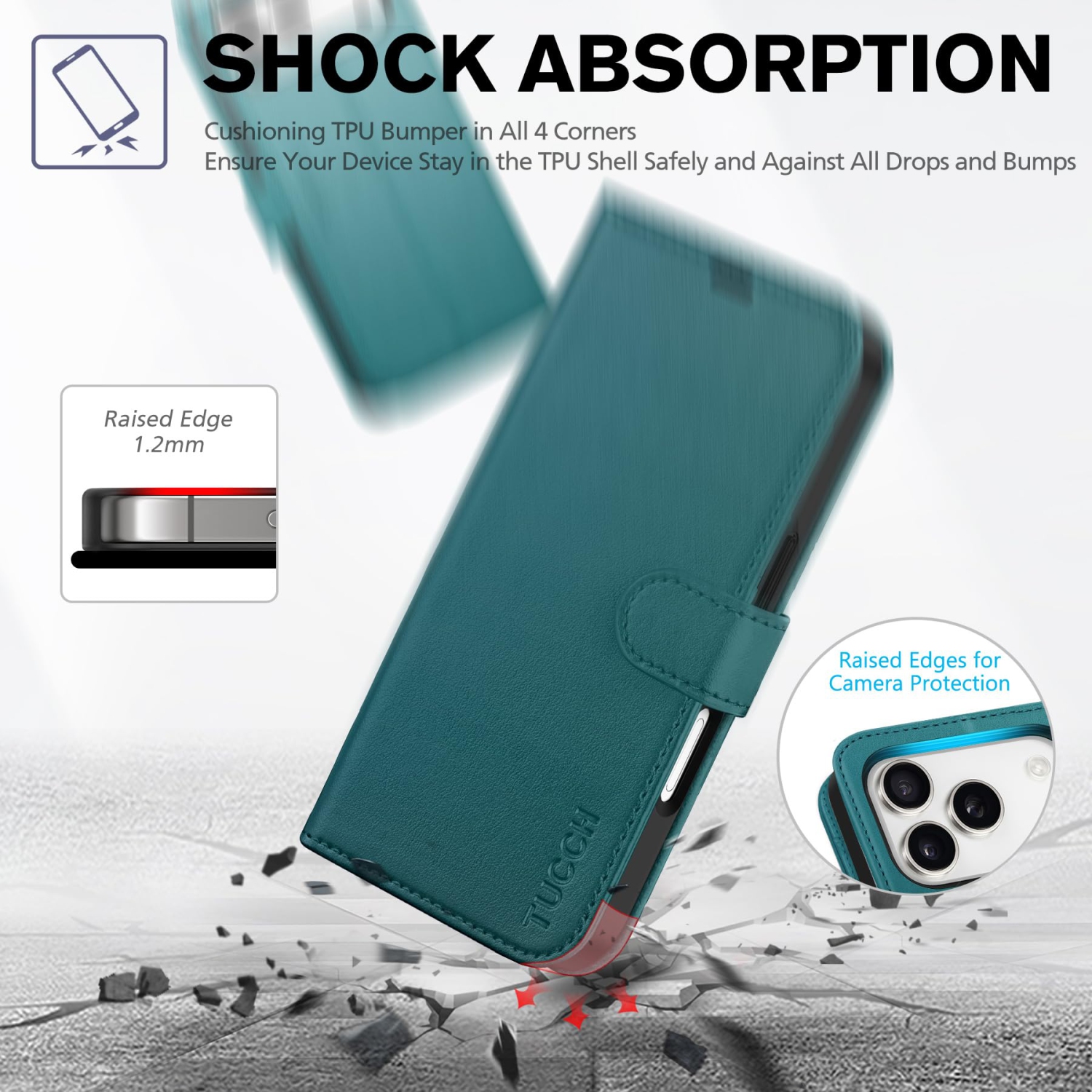 Wallet Case Compatible with iPhone 17 Pro 2025, 4 Card Holders | RFID Blocking | Stand | Shockproof TPU Shell | PU Leather | Magnetic Closure |