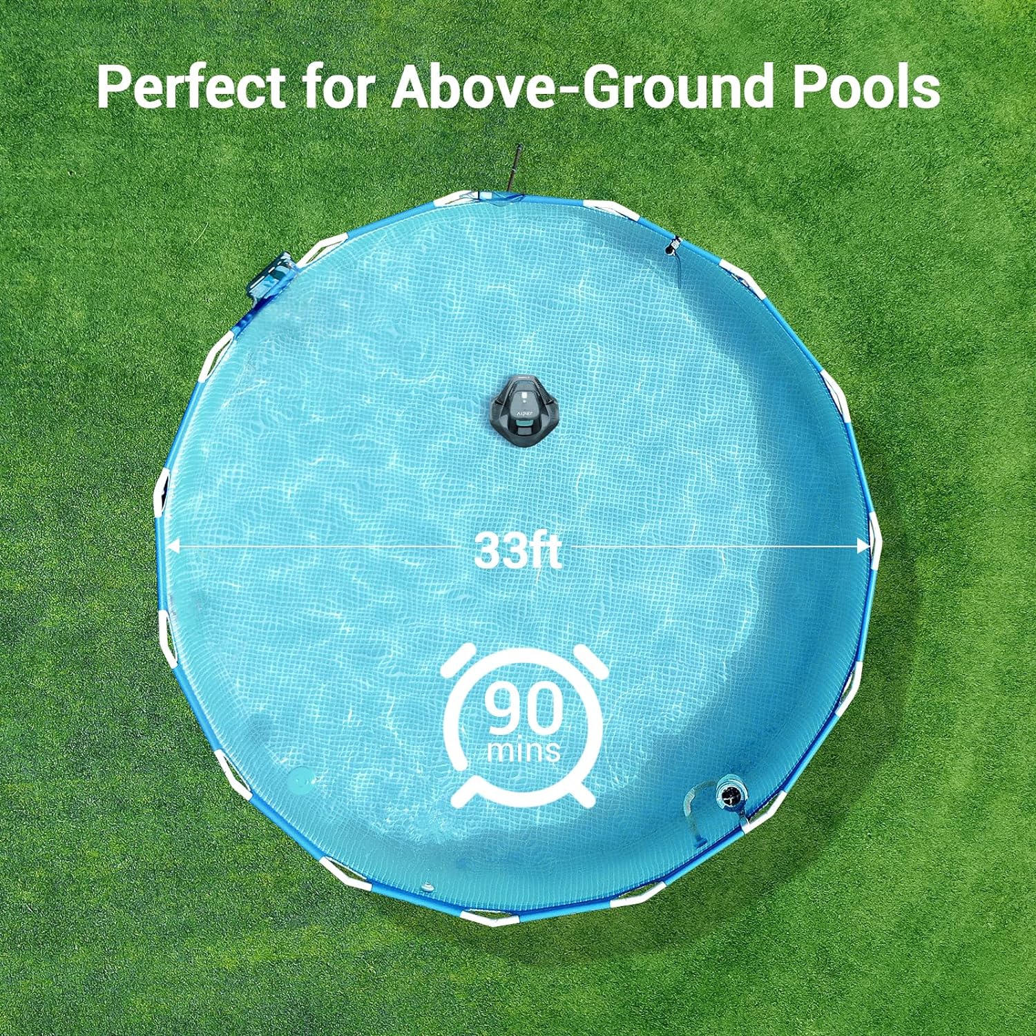 AIPER Seagull SE Cordless Robotic Pool Cleaner, Pool Vacuum Lasts 90 Mins, LED Indicator, Self-Parking, for Flat Above-Ground Pools up to 33 Feet -