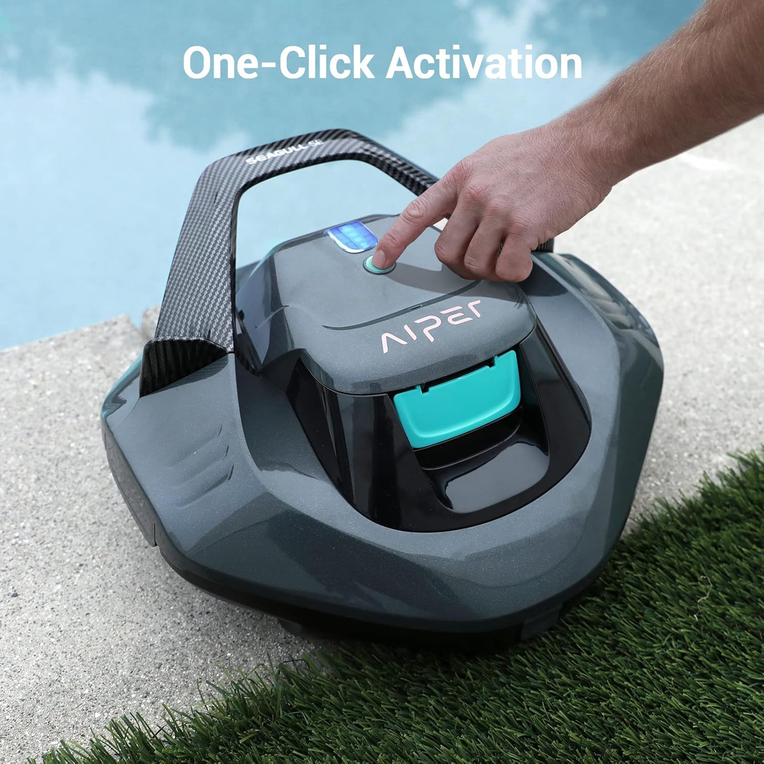 AIPER Seagull SE Cordless Robotic Pool Cleaner, Pool Vacuum Lasts 90 Mins, LED Indicator, Self-Parking, for Flat Above-Ground Pools up to 33 Feet -