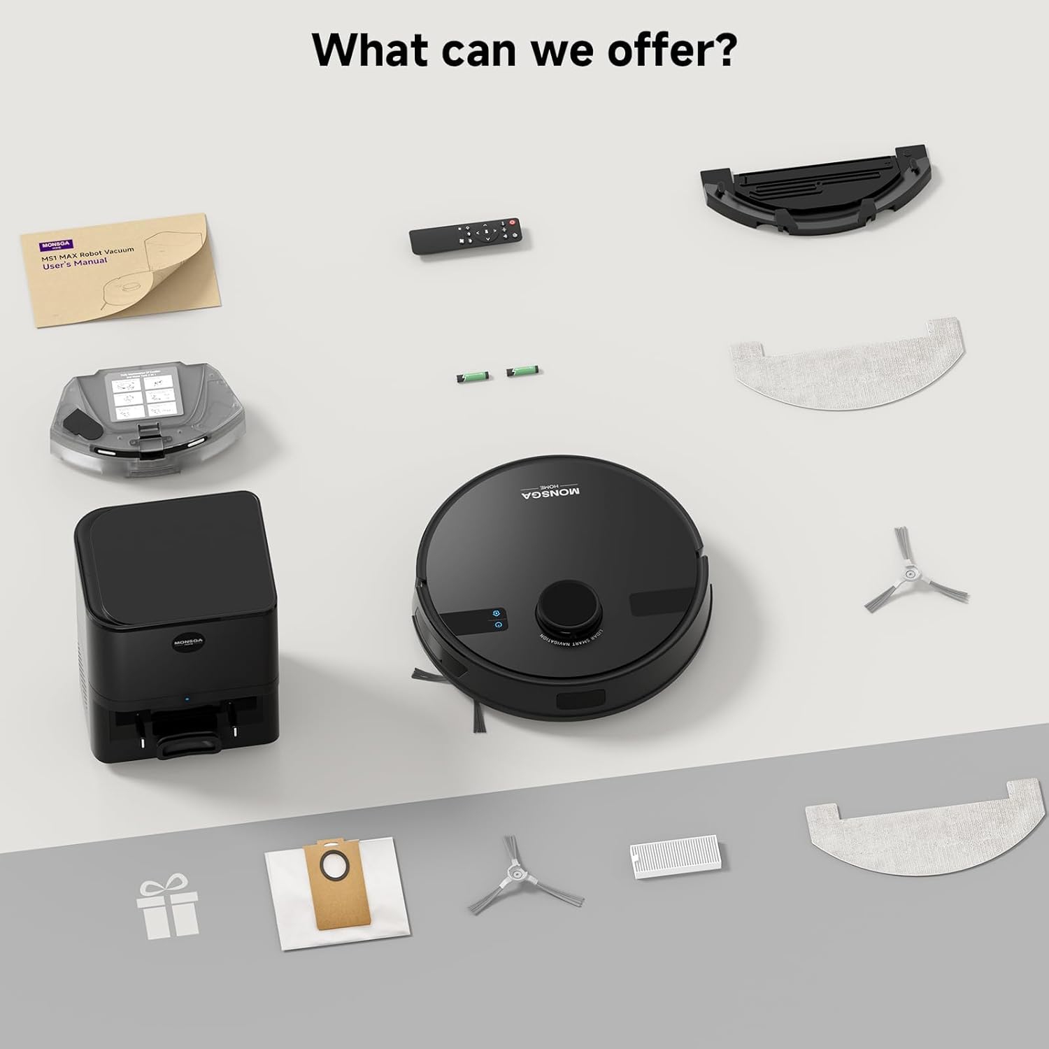 MONSGA Robot Vacuum & Mop - 5000 Pa Self-Emptying Auto-Dock with 3.5 L / 60-Day Capacity, LiDAR Mapping & Navigation, 180-Min Runtime, Wi-Fi / App /