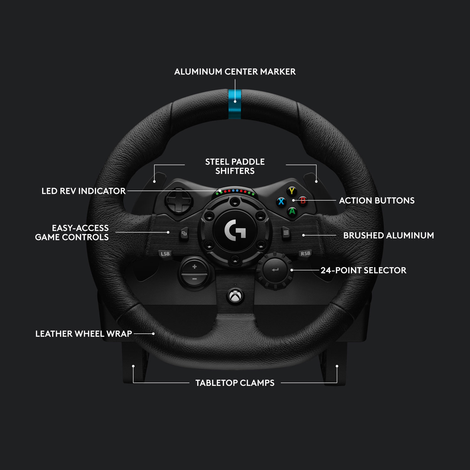 Volant de course et pédales G923 de Logitech avec levier de vitesse Driving Force pour Xbox Series X|S et Xbox One