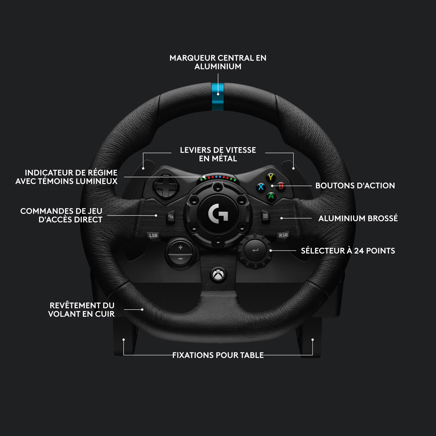 Volant de course et pédales G923 de Logitech avec levier de vitesse Driving Force pour Xbox Series X|S et Xbox One