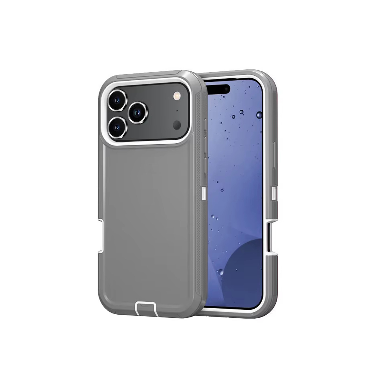 [CS] Triple 3 Layers Shockproof Heavy Duty Defender Hard Case for iPhone 17 Pro, Grey