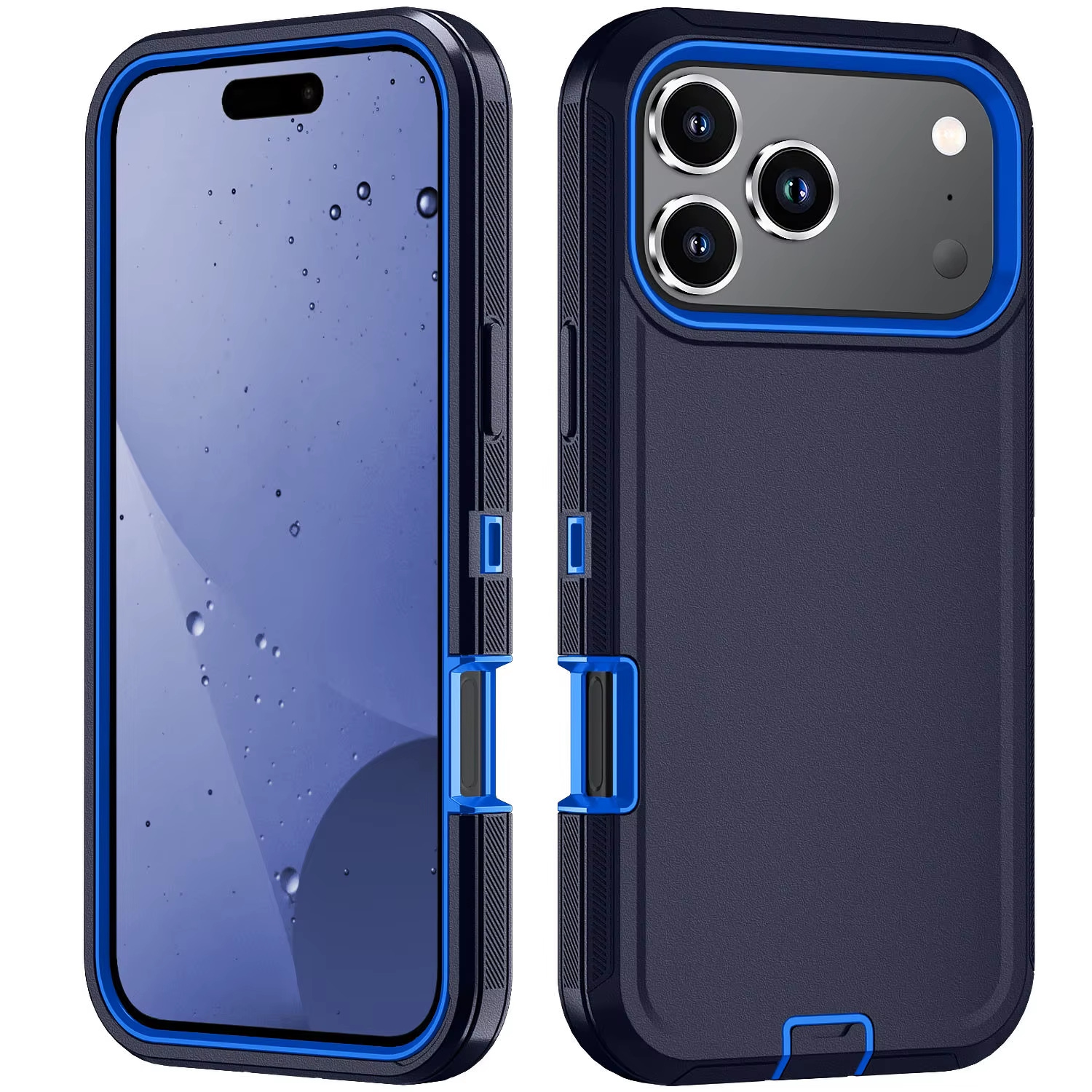 [CS] Triple 3 Layers Shockproof Heavy Duty Defender Hard Case for iPhone 17 Pro, Navy
