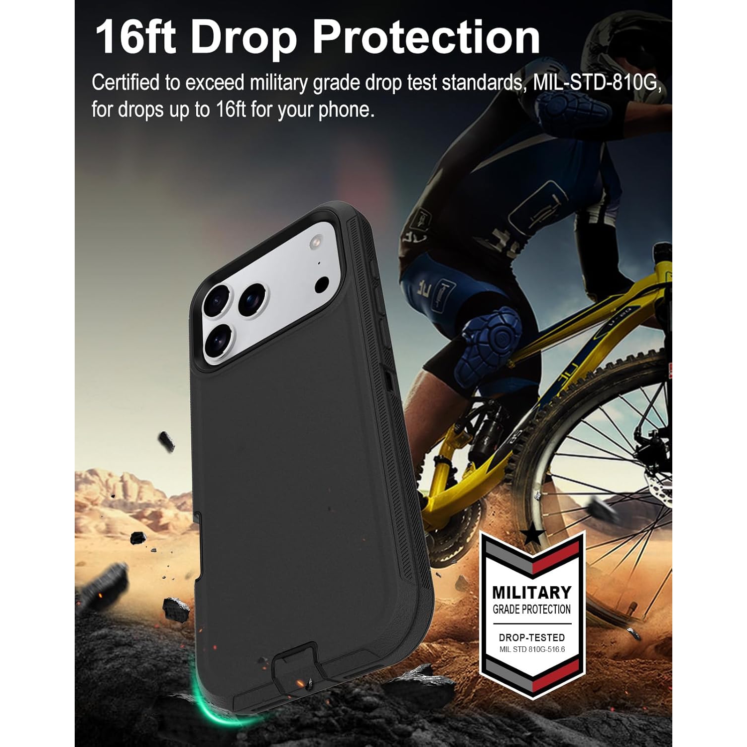 [CS] Triple 3 Layers Shockproof Heavy Duty Defender Hard Case for iPhone 17 Pro, Navy
