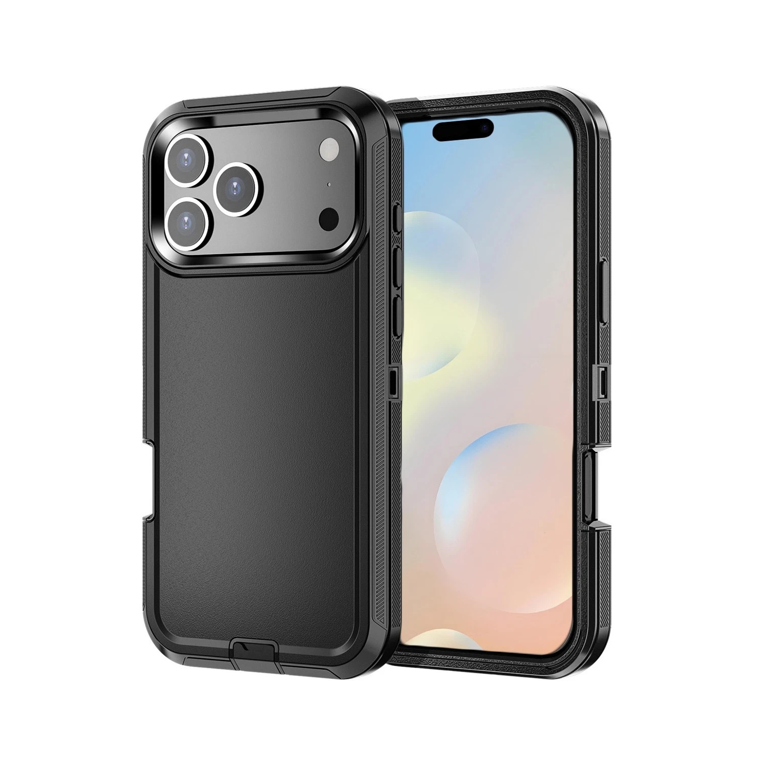 [CS] Triple 3 Layers Shockproof Heavy Duty Defender Hard Case for iPhone 17 Pro, Black