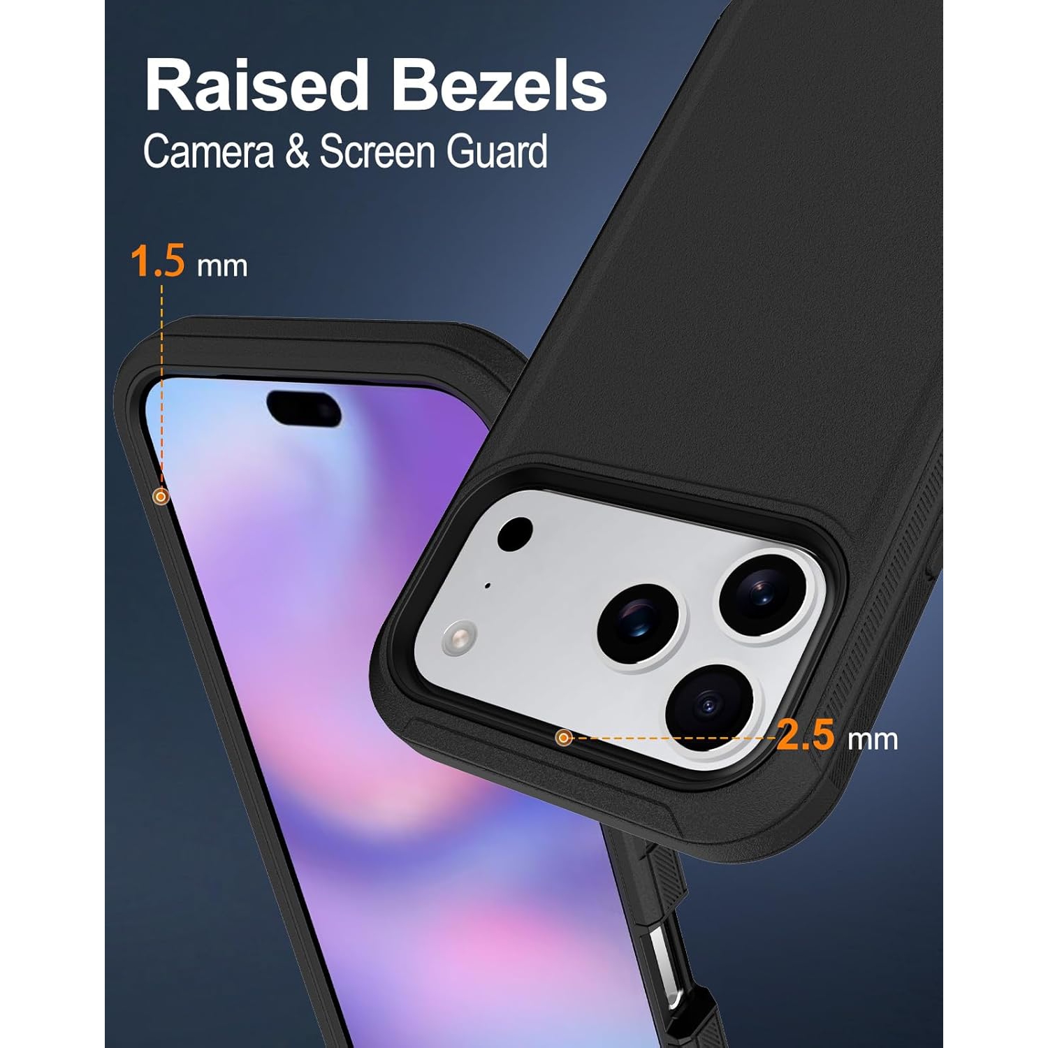 [CS] Triple 3 Layers Shockproof Heavy Duty Defender Hard Case for iPhone 17 Pro, Black