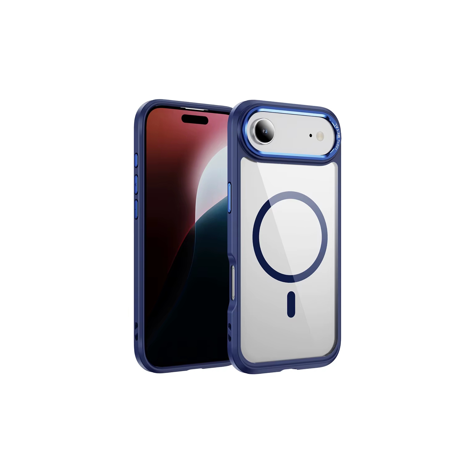 [CS] Étui transparent pour iPhone 17 Air avec MagSafe hybride pour PC rigide transparent, bleu marine