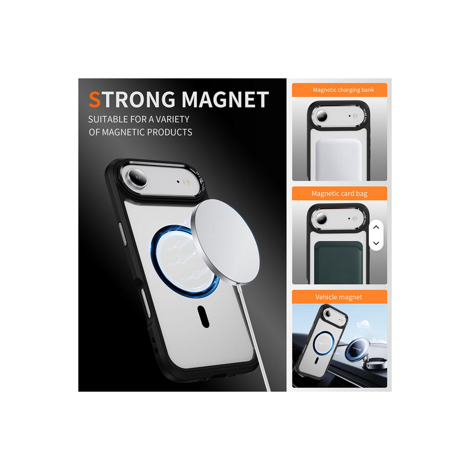 [CS] Étui transparent pour iPhone 17 Air avec MagSafe hybride pour PC rigide transparent, bleu marine