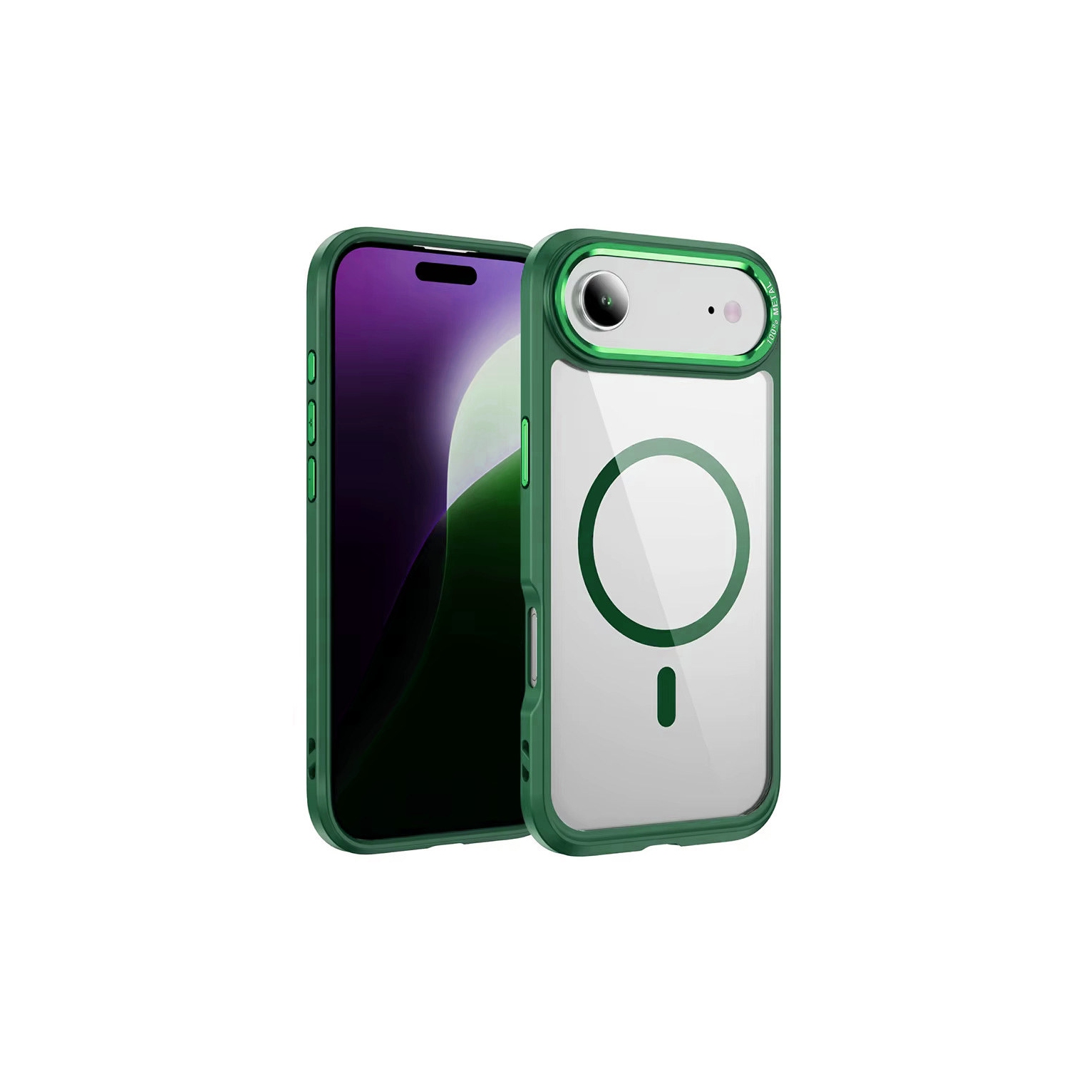 [CS] Étui transparent pour iPhone 17 Air avec MagSafe hybride pour PC rigide transparent, vert