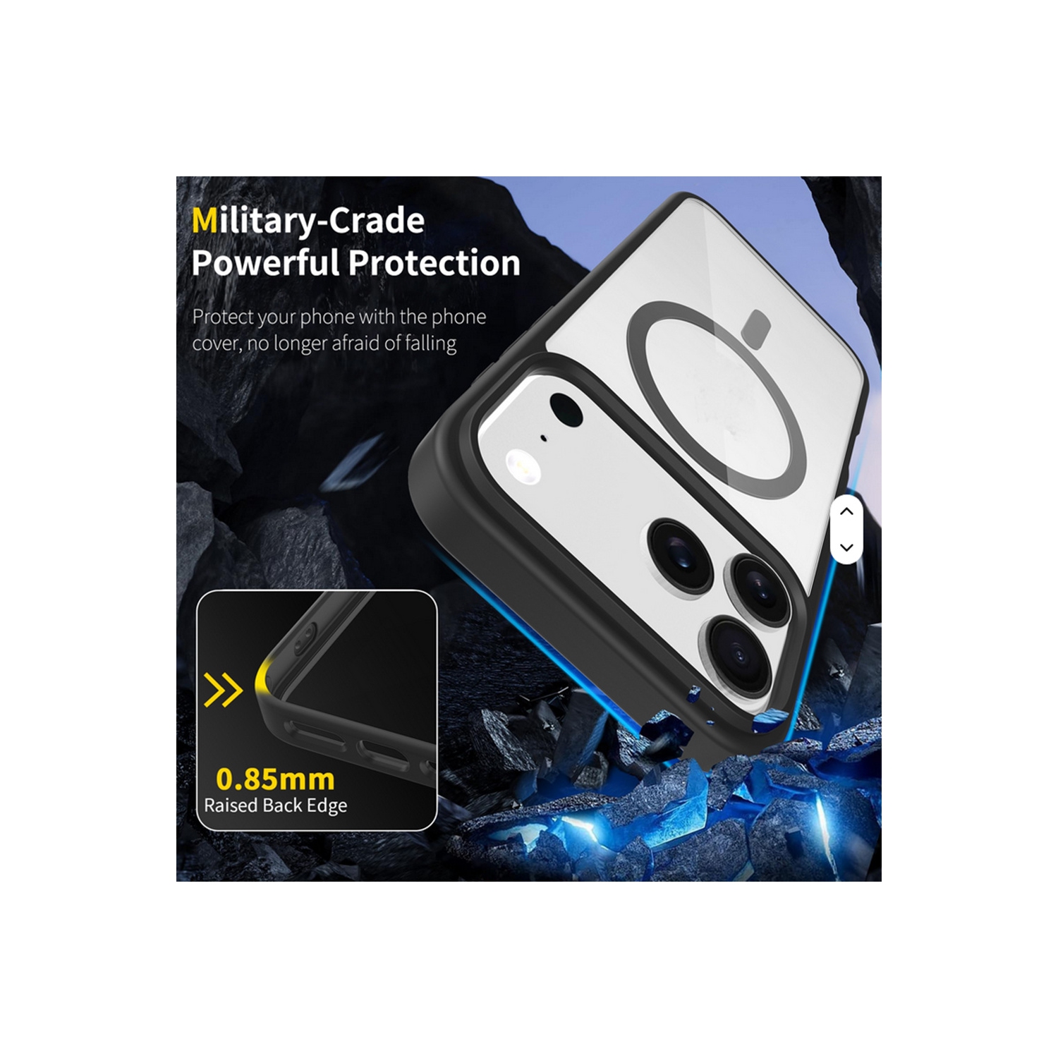 [CS] Étui transparent pour iPhone 17 Pro, magnétique et rigide, noir