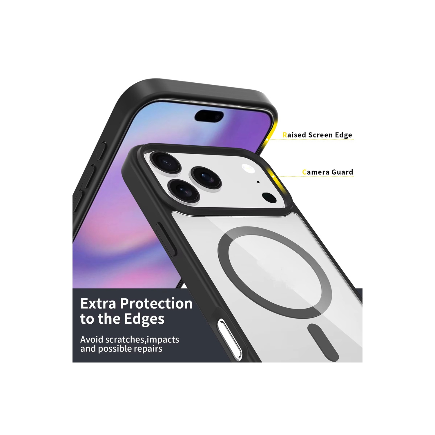 [CS] Transparent Hard PC Hybrid Magnetic MagSafe Case Cover for iPhone 17 Pro, Purple