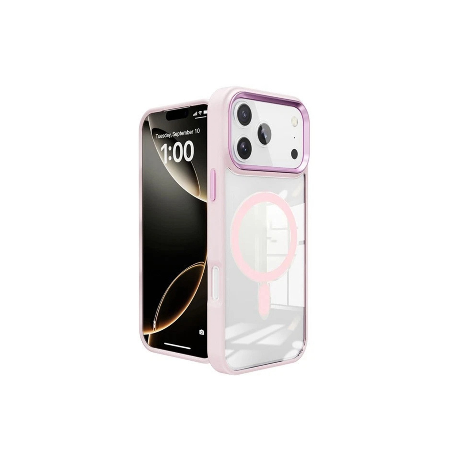 [CS] Étui transparent pour iPhone 17 Pro, magnétique et rigide, rose doré