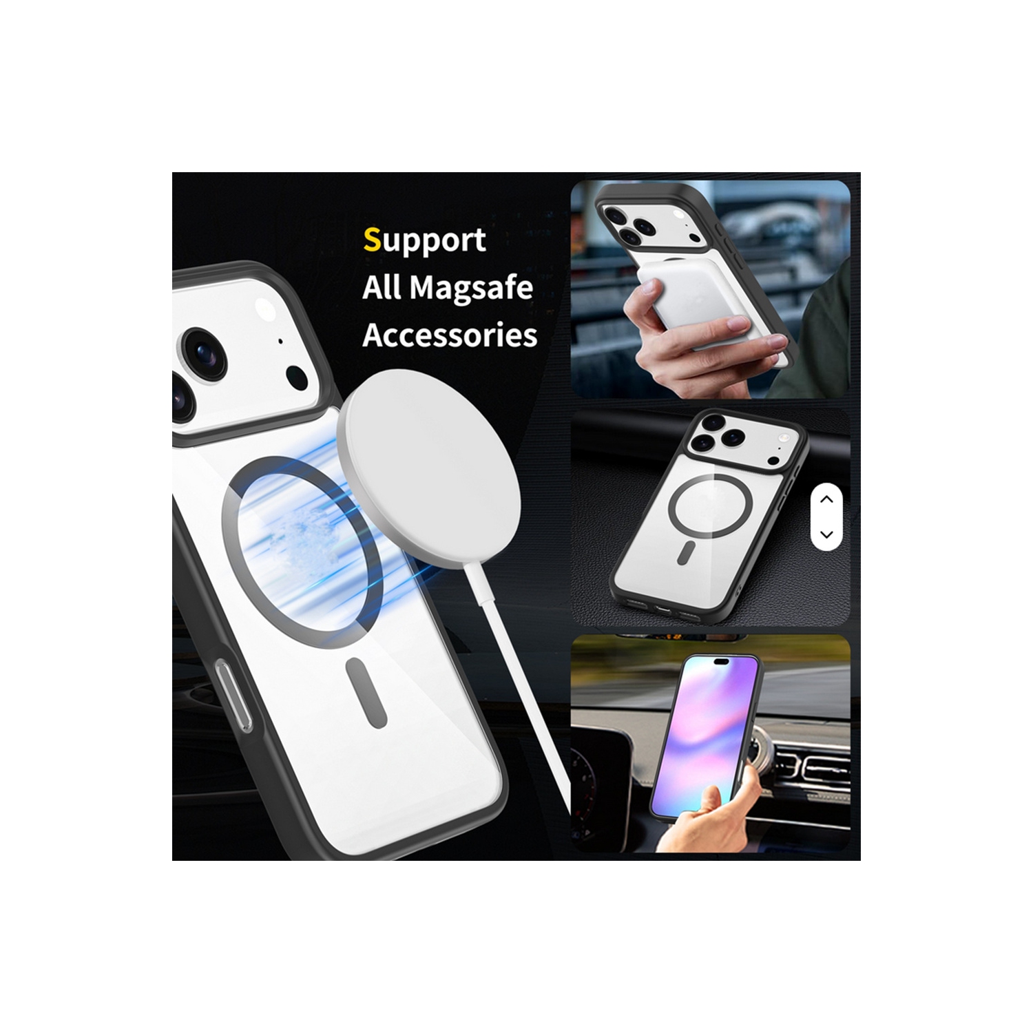 [CS] Étui transparent pour iPhone 17 Pro, magnétique et rigide, rose doré