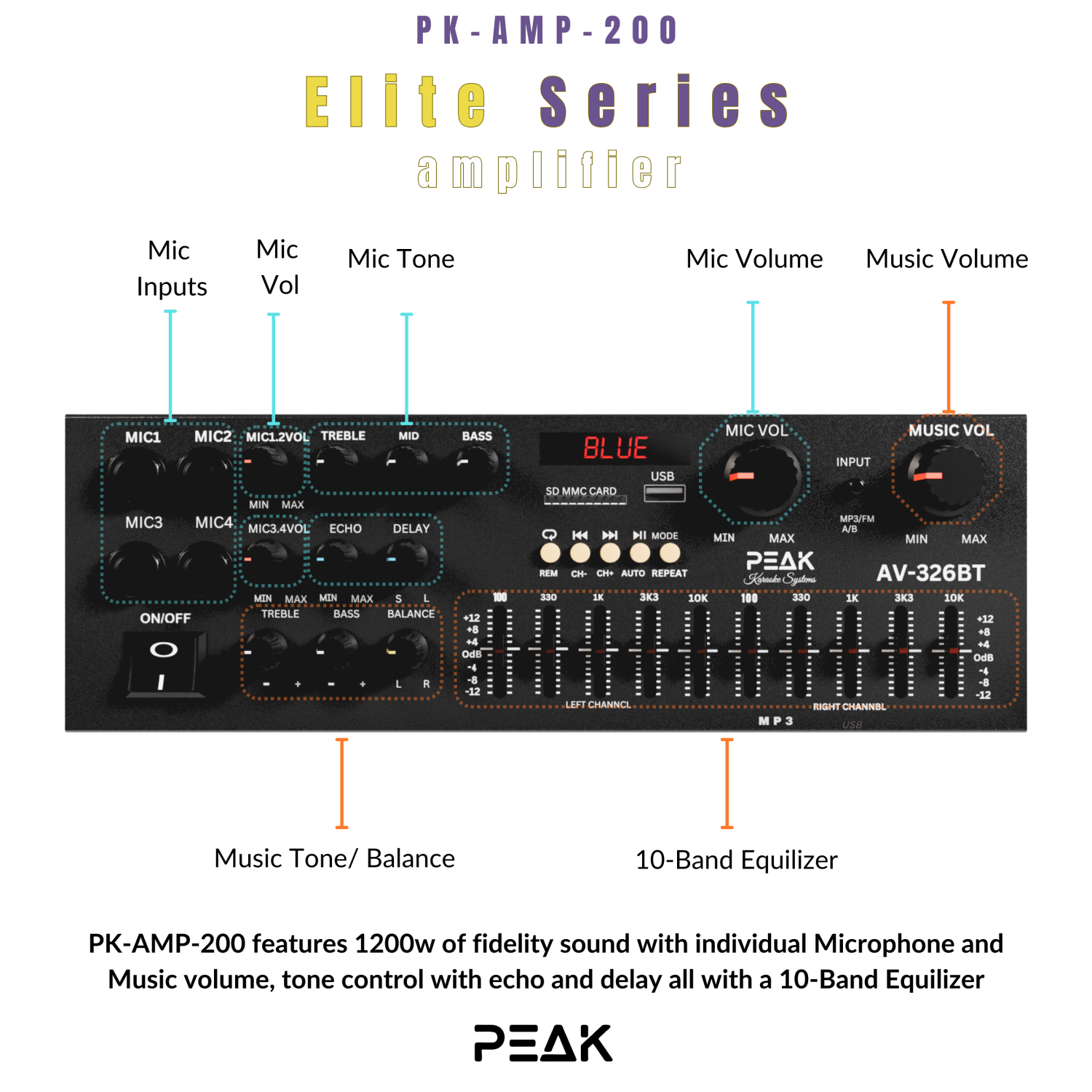 Système de karaoké ELITE Sonetto+ STAGE III DE PEAK Karaoke - 2000 W