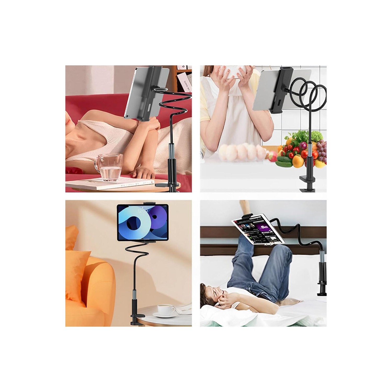 Gooseneck Tablet Holder, Flexible and Adjustable Mobile Phone Holder with Long Arms