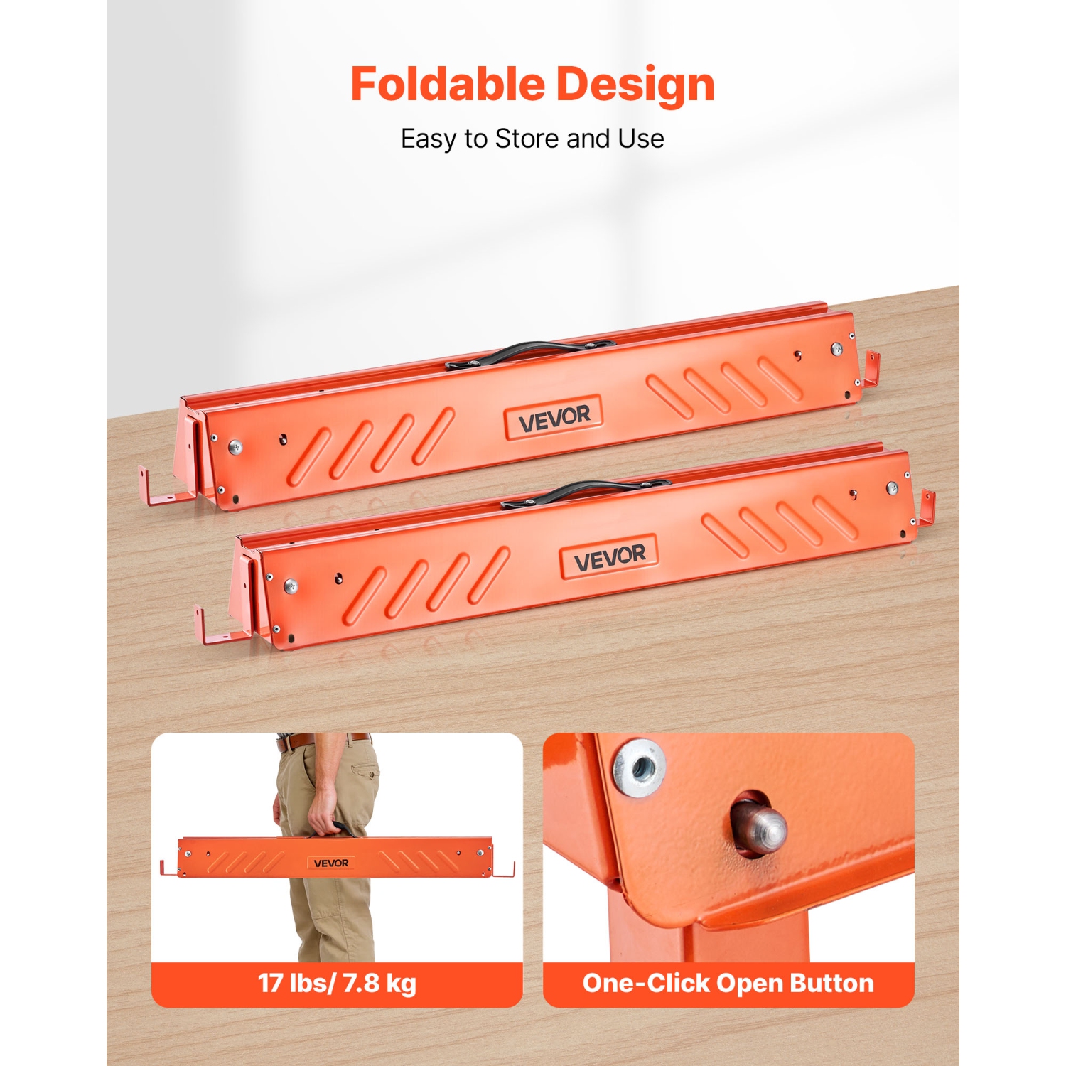 VEVOR 2 Pack Saw Horses, Folding Work Horses, 660 lbs Load Capacity Sawhorse with Heavy Duty Legs, All-Metal Portable Saw Horse with Non-Slip Foot