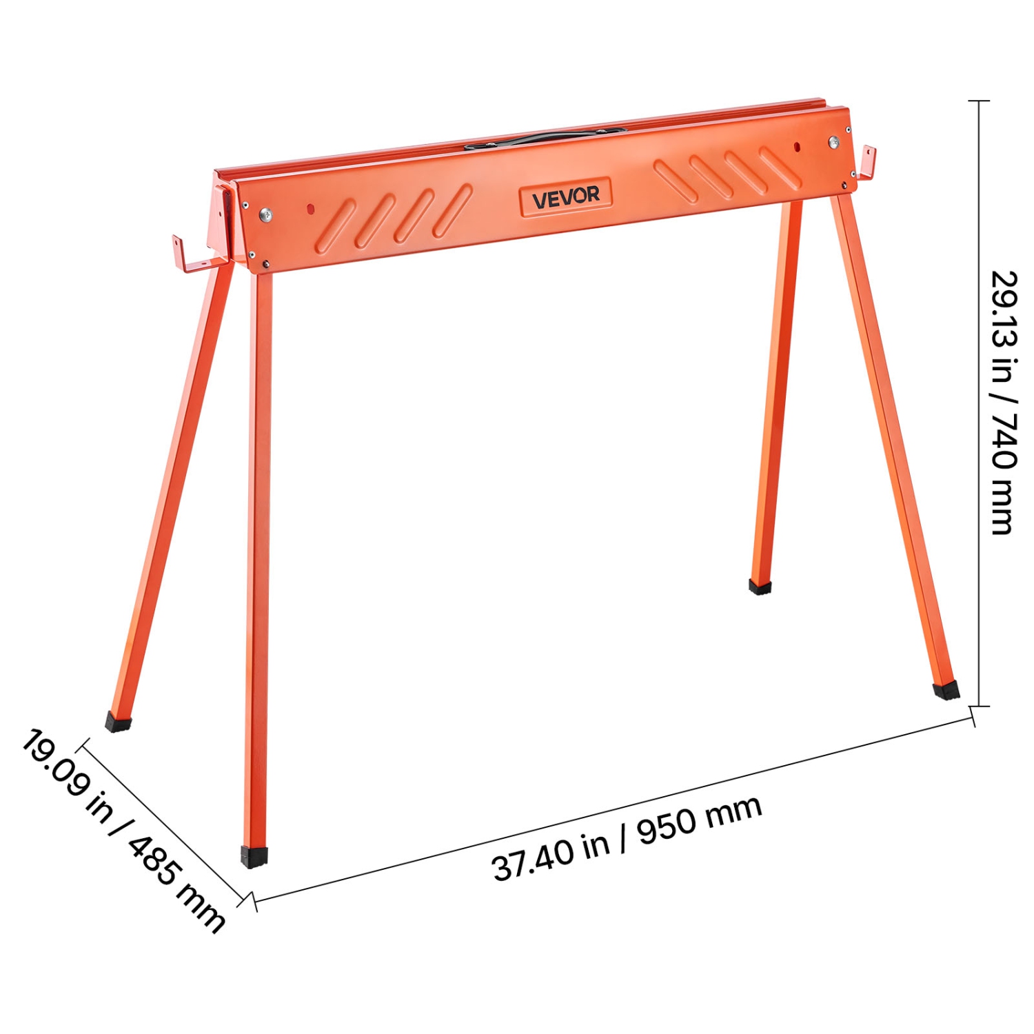 VEVOR 2 Pack Saw Horses, Folding Work Horses, 660 lbs Load Capacity Sawhorse with Heavy Duty Legs, All-Metal Portable Saw Horse with Non-Slip Foot