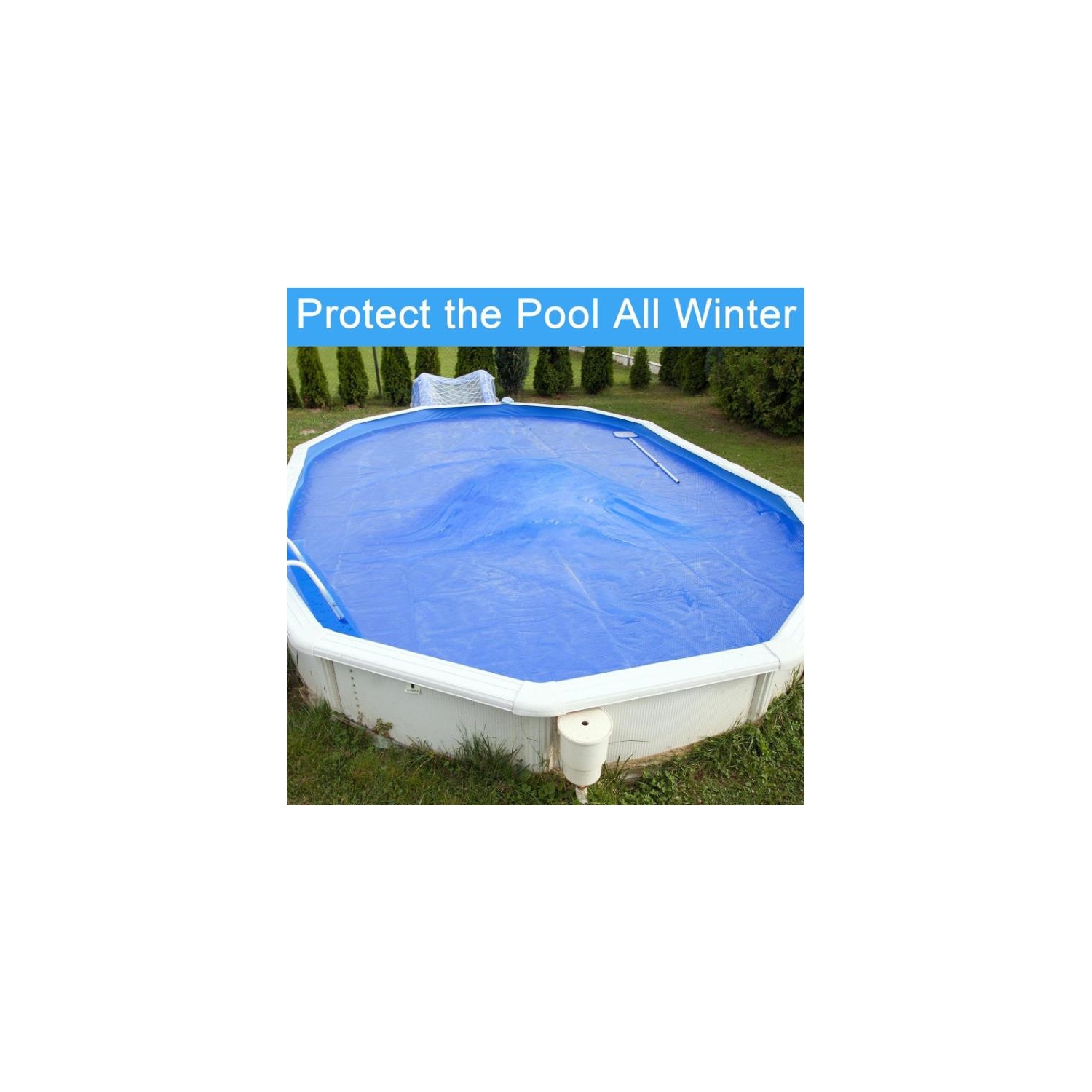 Bâche de piscine d'hiver carrée, coussin d'air en PVC épais avec ensemble de corde. Il convient aux piscines hors terre et aux fontaines extérieures