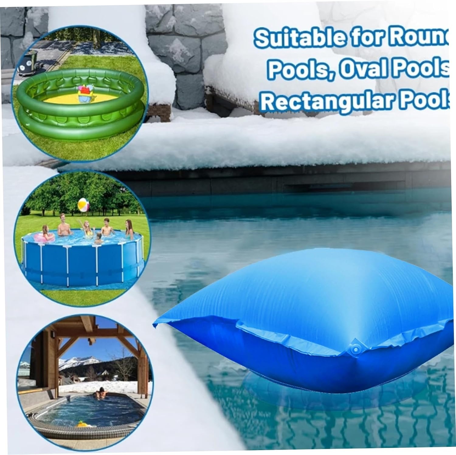 Bâche de piscine d'hiver carrée, coussin d'air en PVC épais avec ensemble de corde. Il convient aux piscines hors terre et aux fontaines extérieures