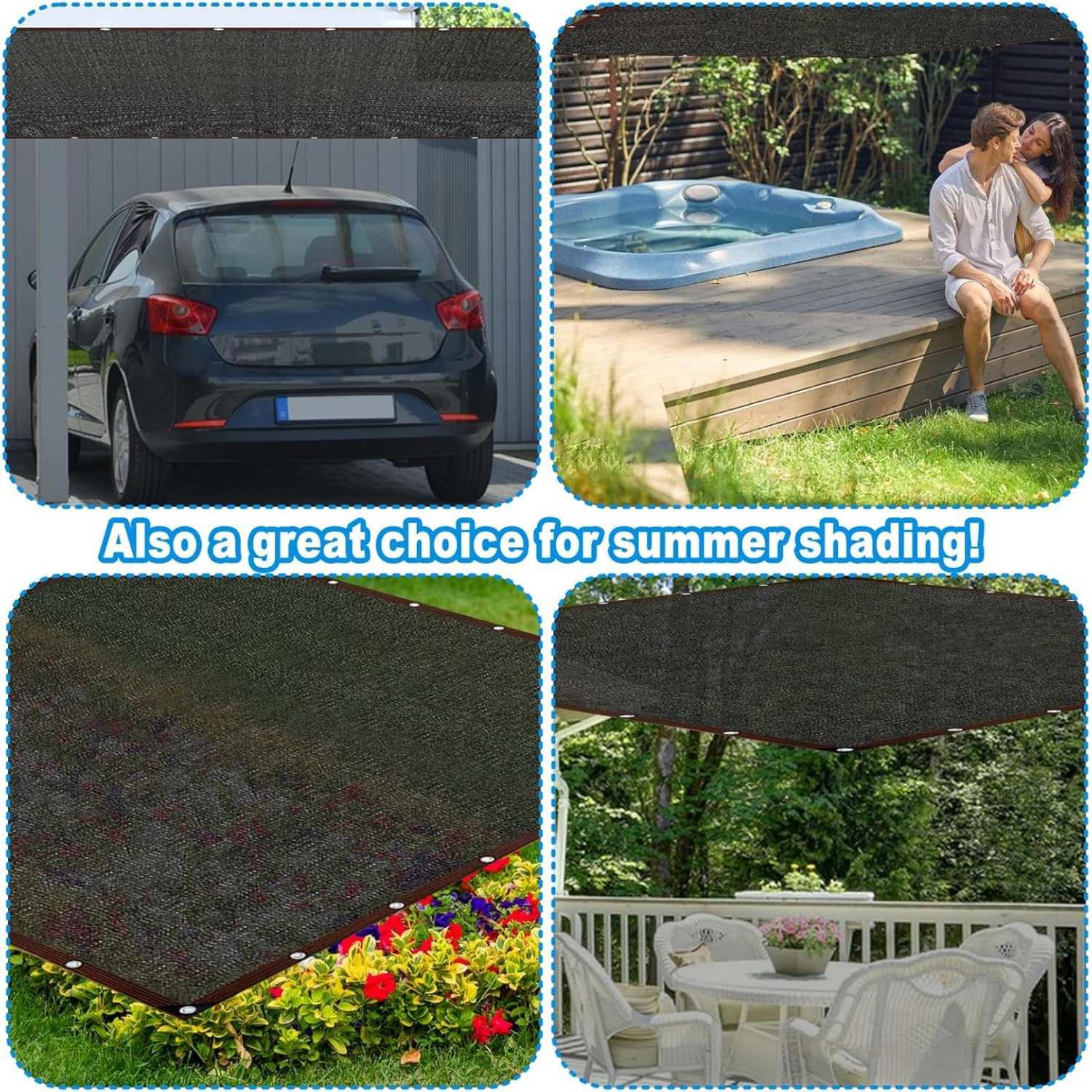 Filet d'abat-jour noir 26&nbsp;pi x 26&nbsp;pi, filet d'extérieur pour patio, balcon, port d'auto, remise