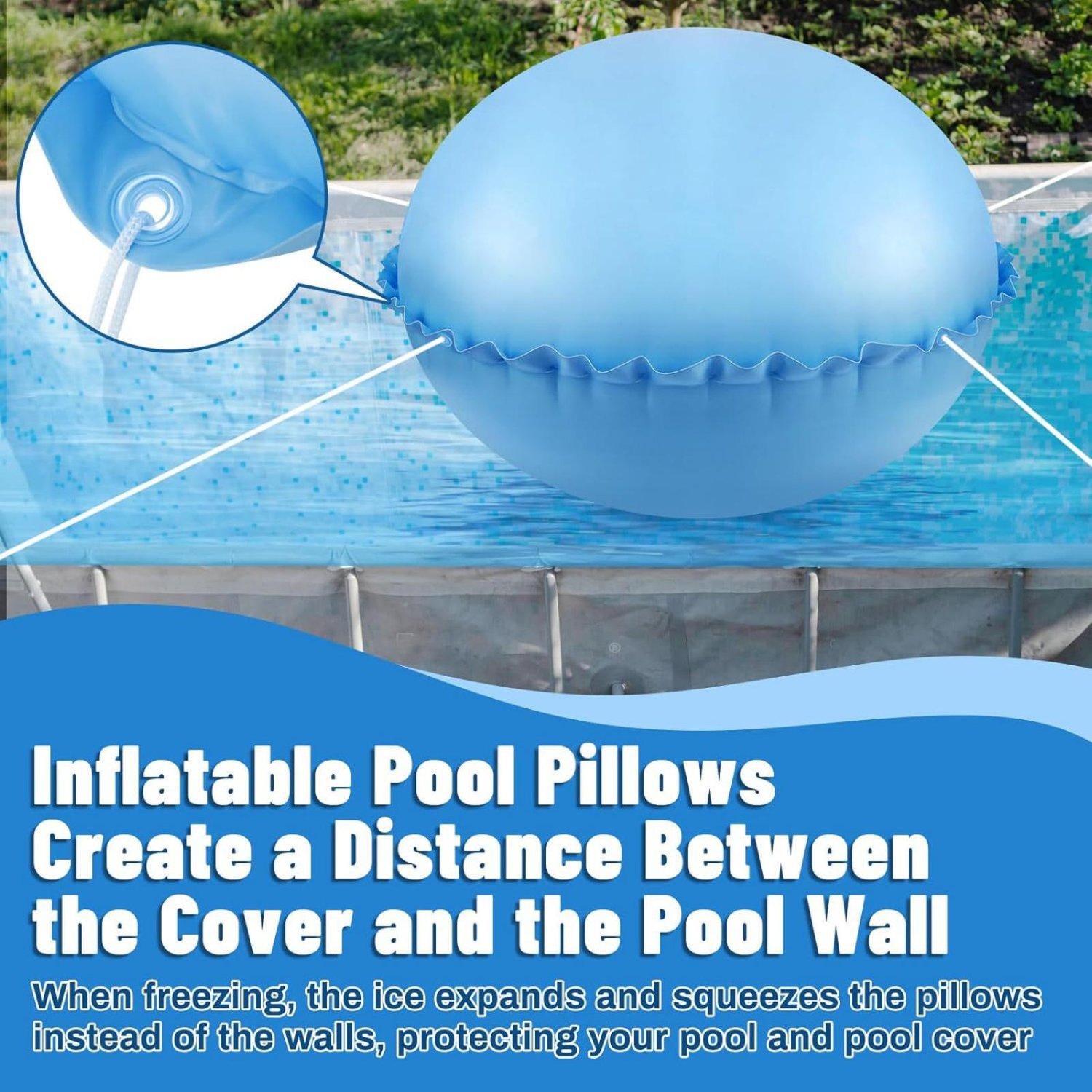 Oreiller de piscine gonflable d'hiver, accessoires antigel pour la piscine, coussin d'air rond adapté aux piscines, fontaines d'extérieur
