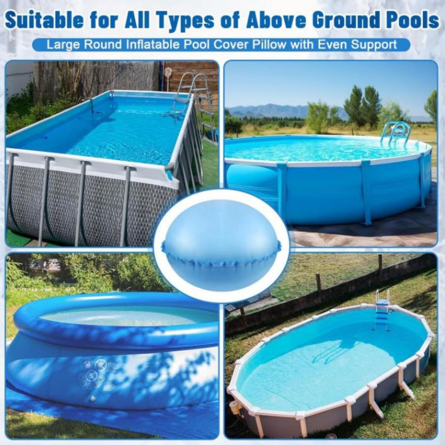 Oreiller de piscine gonflable d'hiver, accessoires antigel pour la piscine, coussin d'air rond adapté aux piscines, fontaines d'extérieur