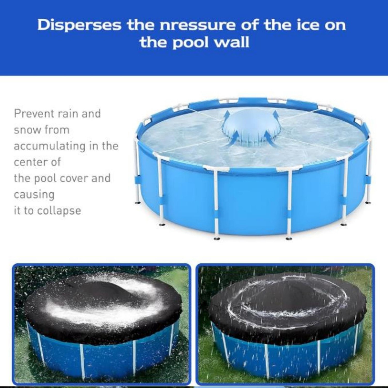 Oreiller de piscine gonflable d'hiver, accessoires antigel pour la piscine, coussin d'air rond adapté aux piscines, fontaines d'extérieur