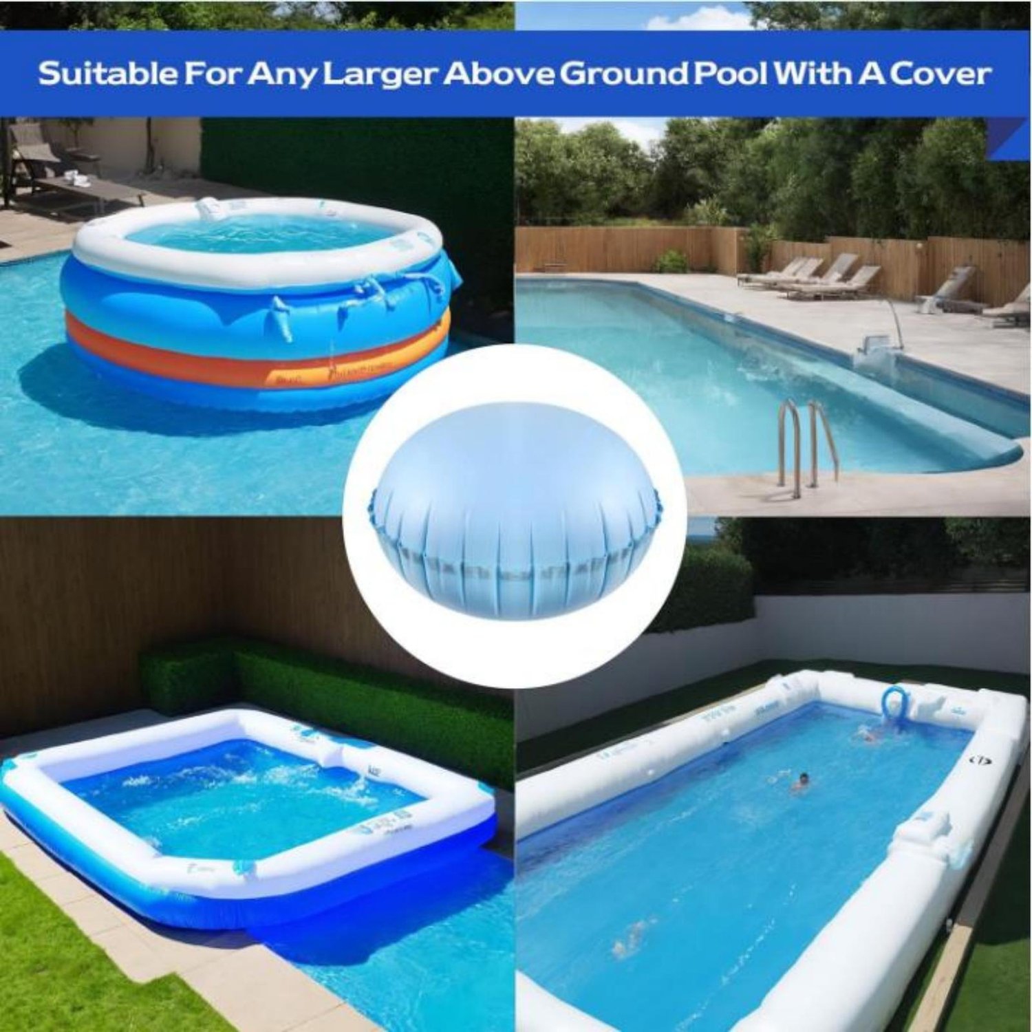 Oreiller de piscine gonflable d'hiver, accessoires antigel pour la piscine, coussin d'air rond adapté aux piscines, fontaines d'extérieur