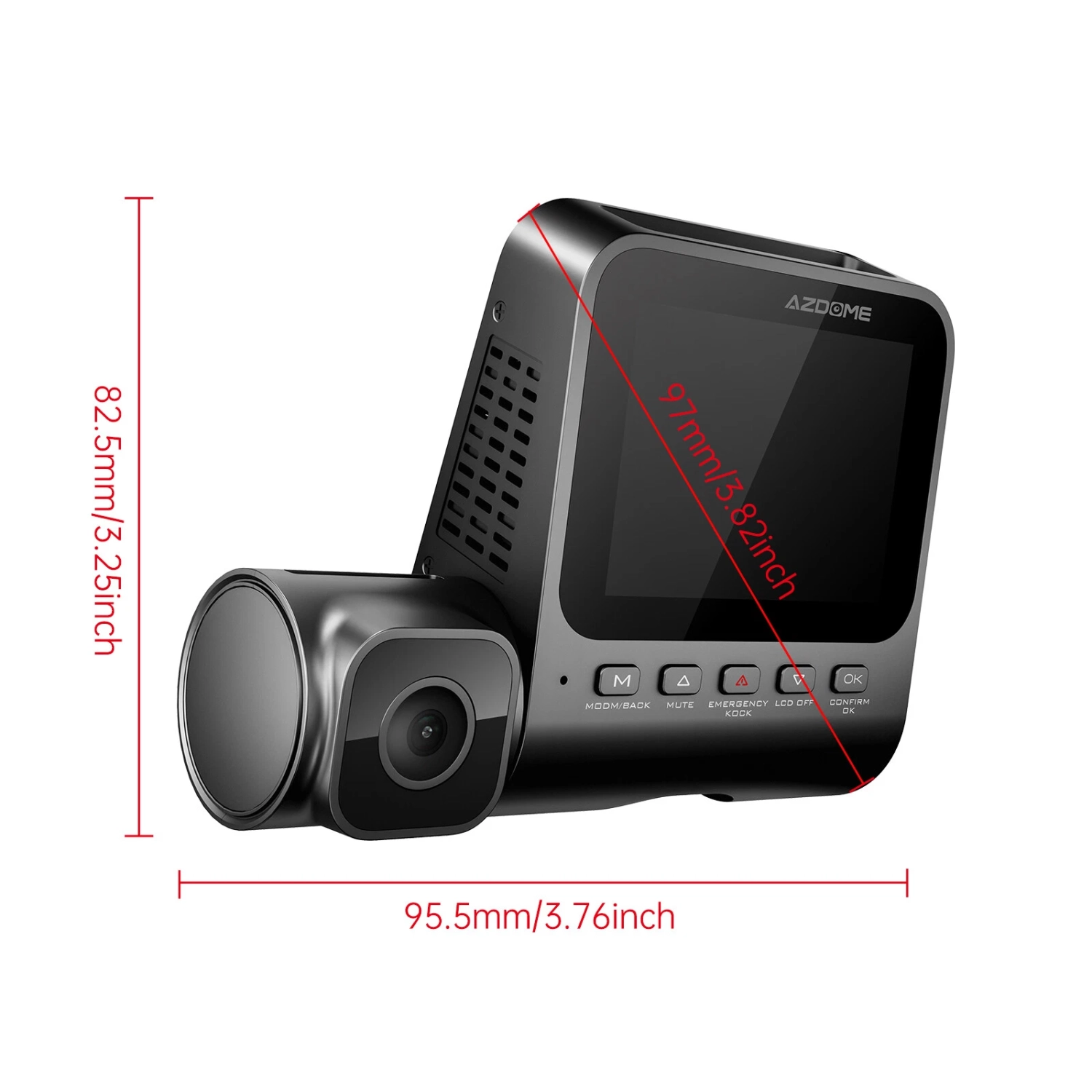 AZDOME V600 1080P+1080P 3&nbsp;po 3 canaux Caméra de tableau de bord avant, intérieur et arrière Vision nocturne Véhicules Enregistreur Mode de