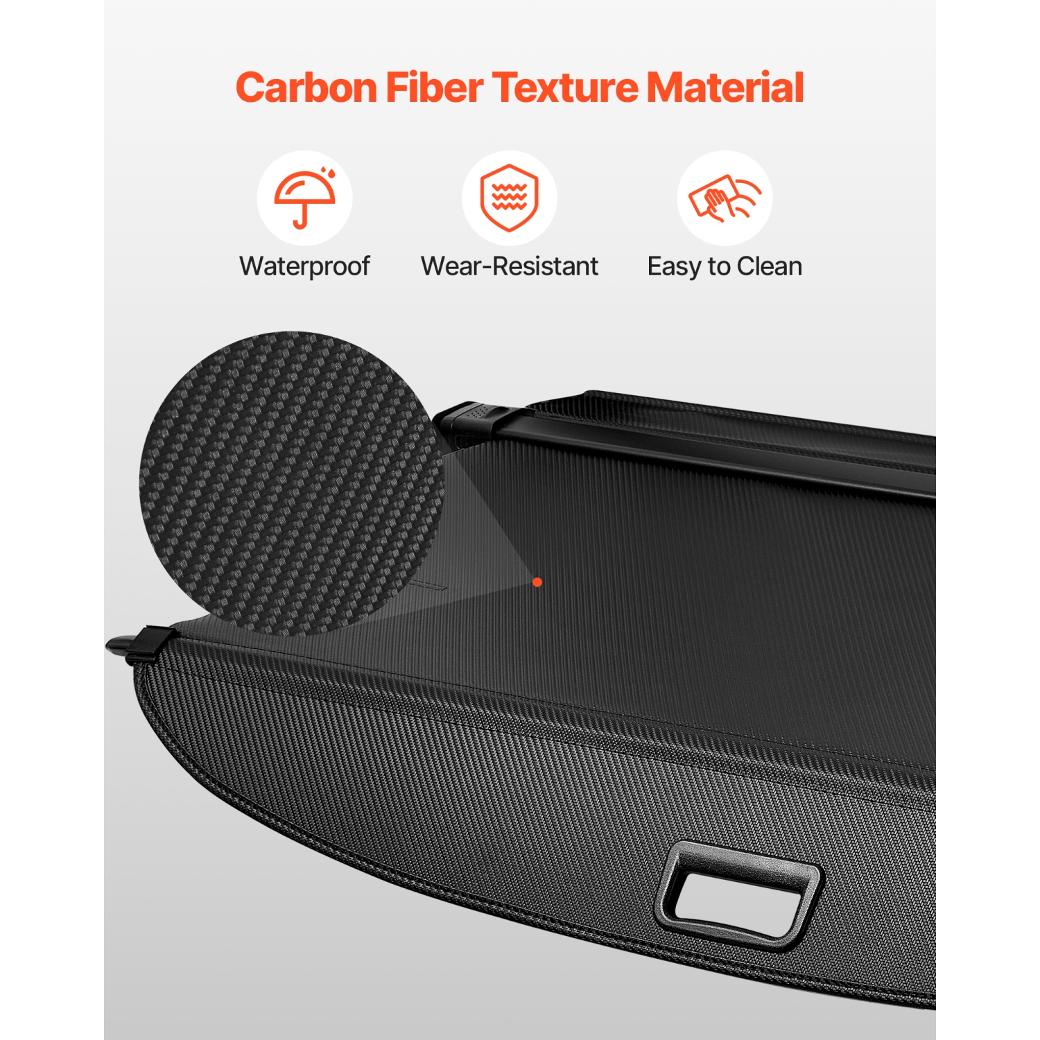 VEVOR 2018-2024 5-Seater Retractable Cargo Cover, Carbon Fiber Texture Trunk Cover, Anti-Peeping Luggage Privacy Shield, Seamless Fixation Shade,