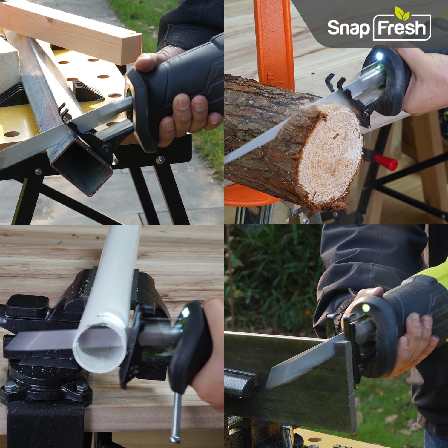 Scie alternative sans fil 20&nbsp;V SnapFresh à vitesse variable et changement de lame sans outil, batterie 2,0&nbsp;Ah et chargeur rapide inclus