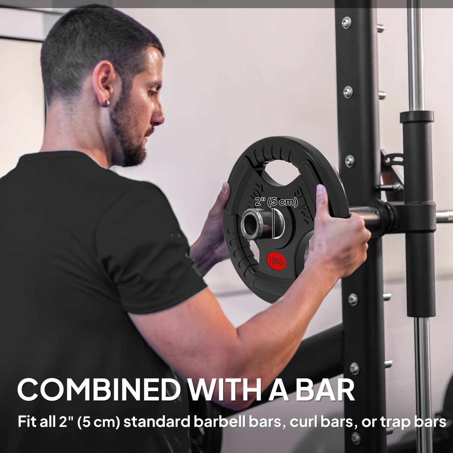 Ensemble de 2 disques Soozier, ensemble de poids de 2 po avec trois poignées pour haltérophilie et entraînement musculaire à domicile, 2