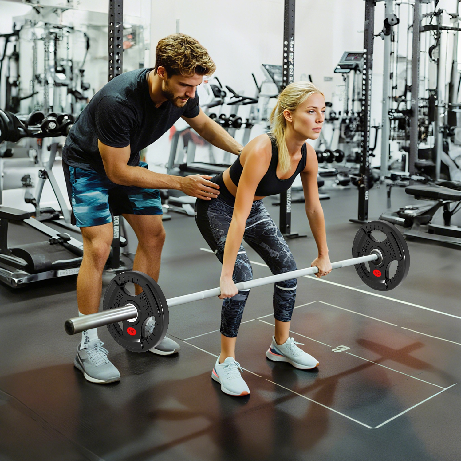 Ensemble de 2 disques Soozier, ensemble de poids de 2 po avec trois poignées pour haltérophilie et entraînement musculaire à domicile, 2