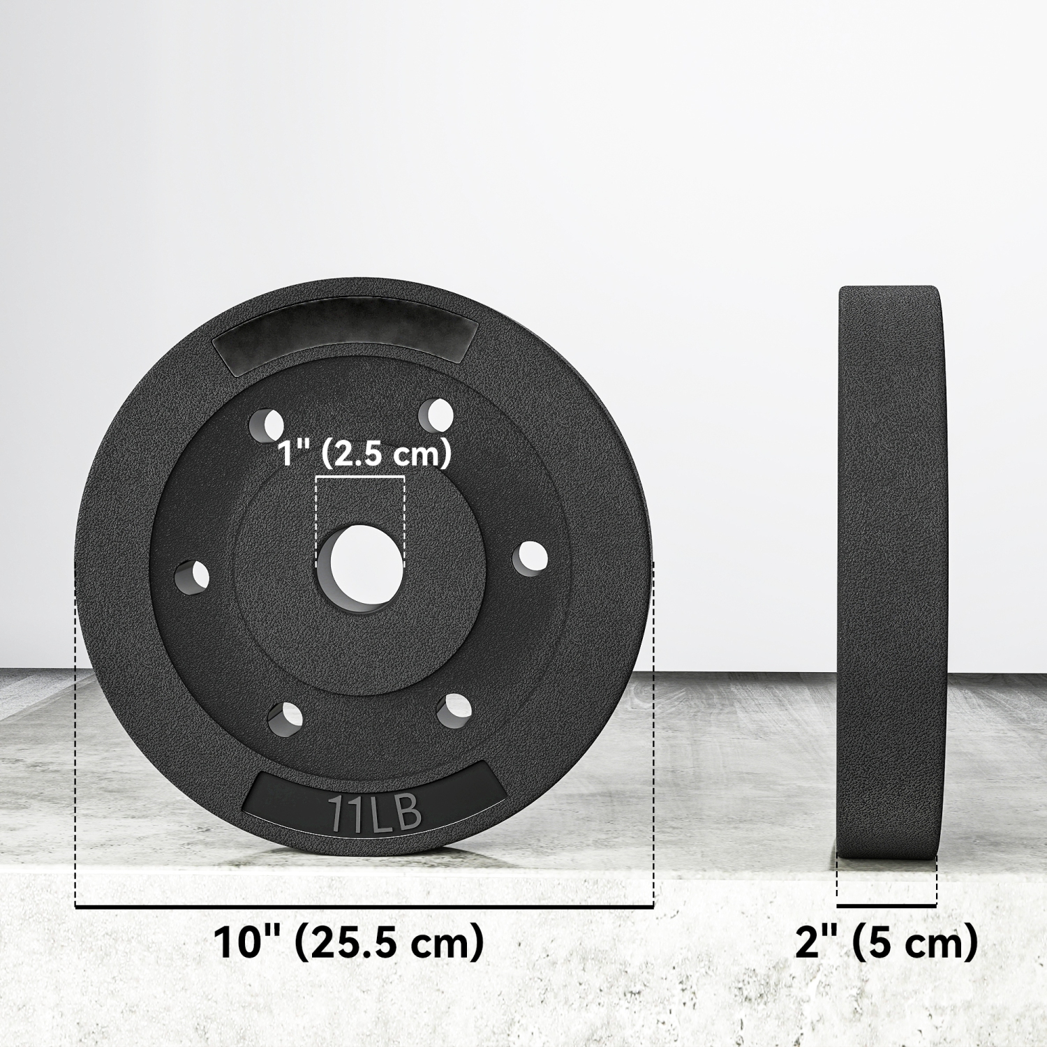 Ensemble de 4 disques Soozier, ensemble d'haltères de 1&nbsp;po pour entraînement musculaire et haltérophilie à domicile, 4 11&nbsp;lb, noir