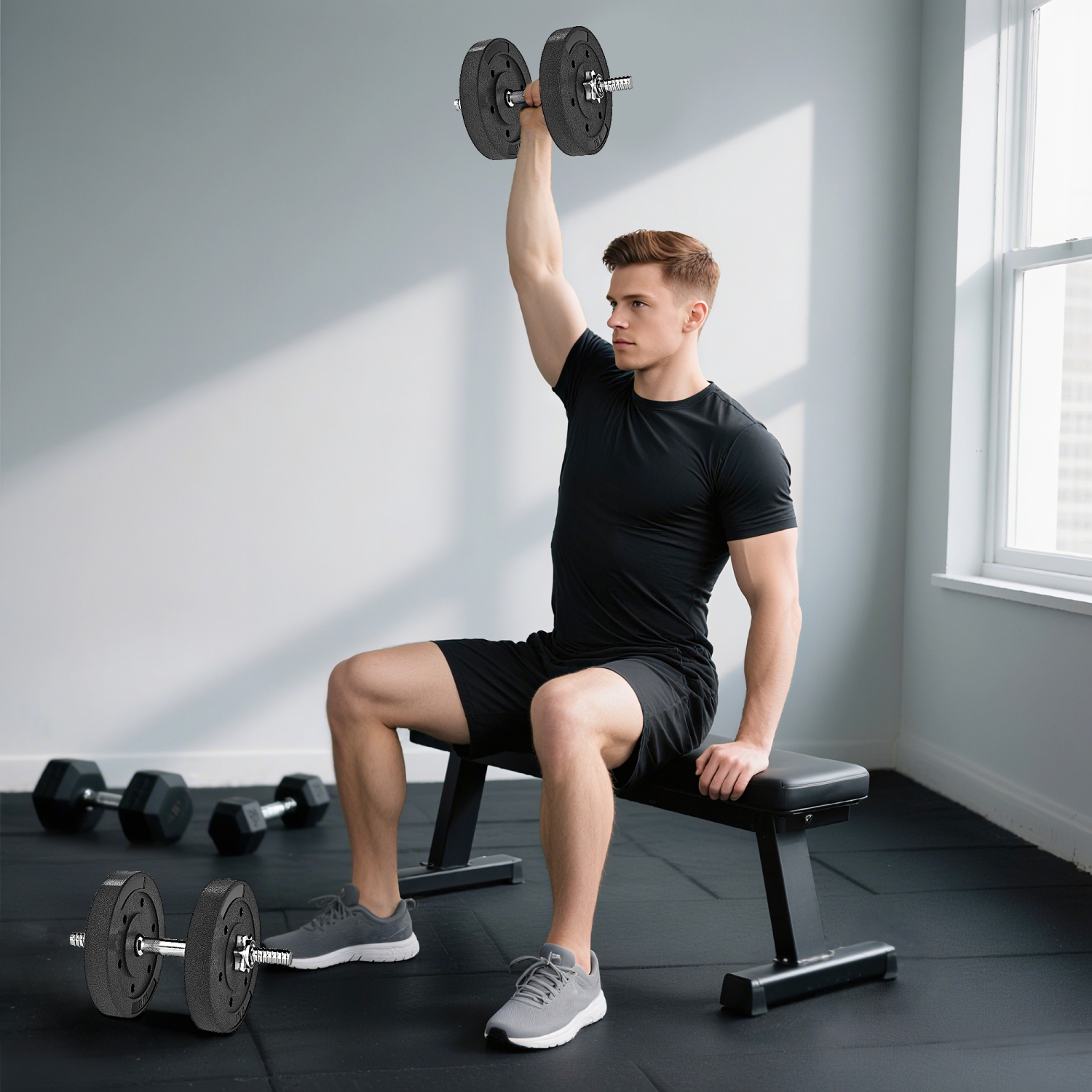 Ensemble de 4 disques Soozier, ensemble d'haltères de 1&nbsp;po pour entraînement musculaire et haltérophilie à domicile, 4 11&nbsp;lb, noir