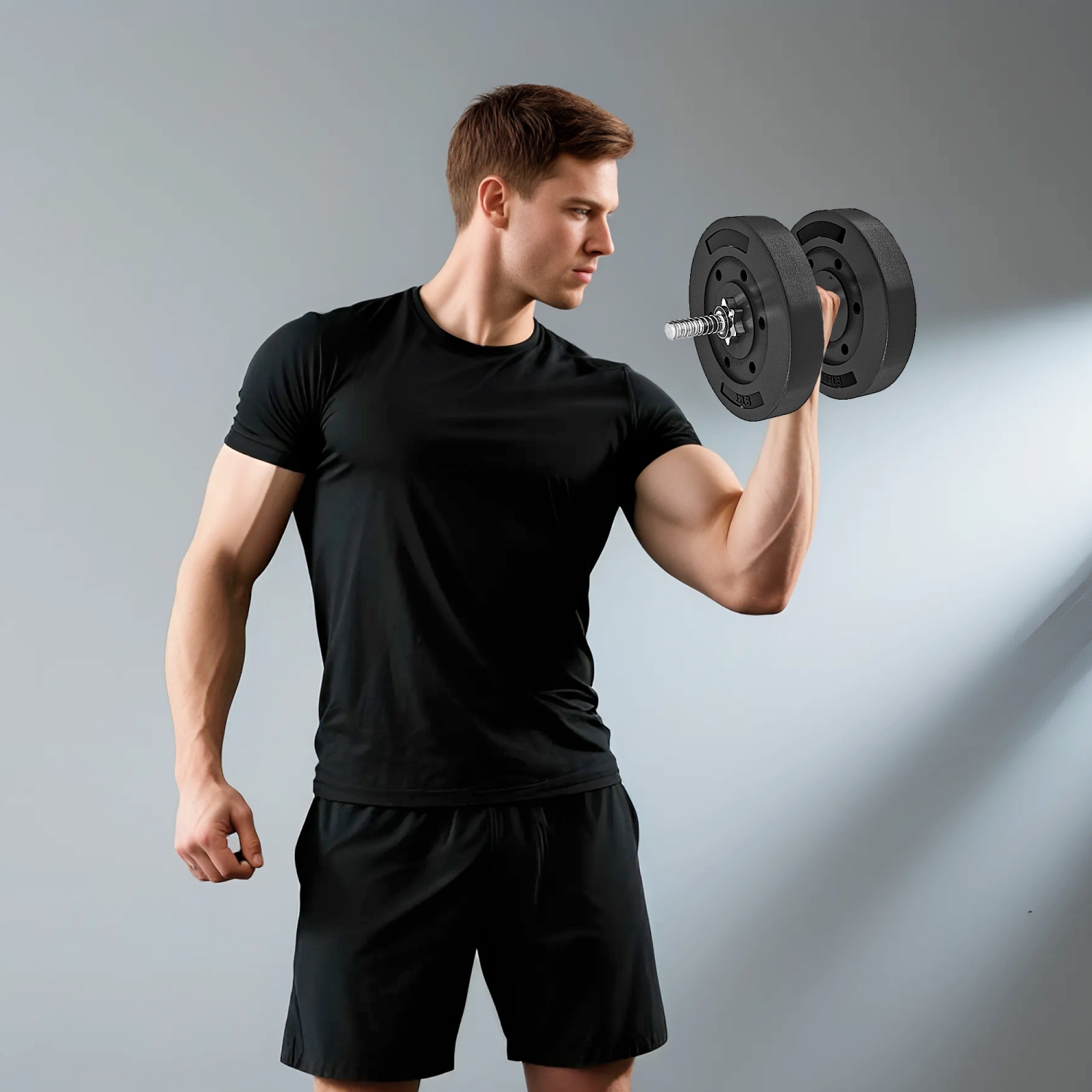 Ensemble de 2 disques Soozier, ensemble d'haltères de 1 po pour entraînement musculaire et haltérophilie à domicile, 2 22 lb, noir