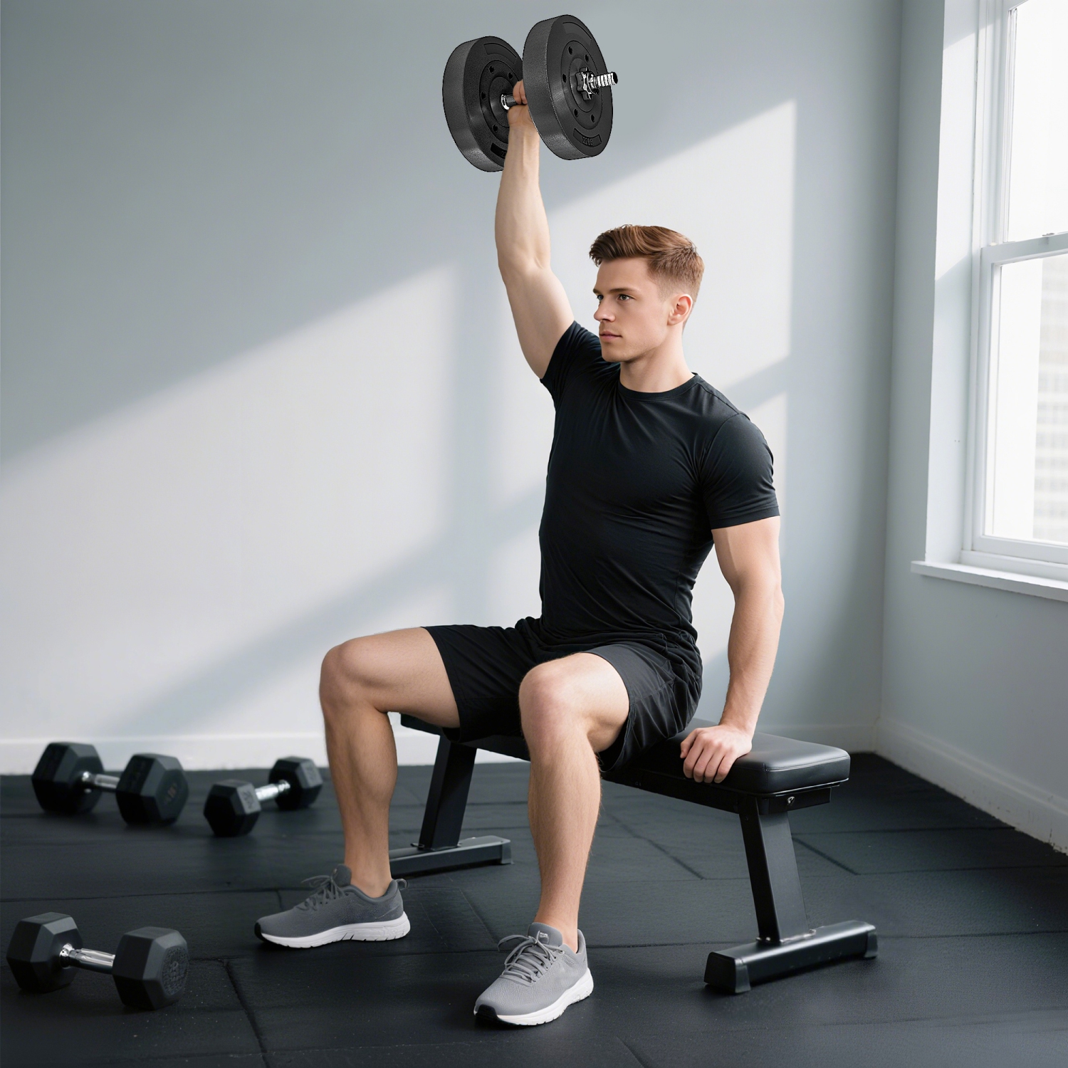 Ensemble de 2 disques Soozier, ensemble d'haltères de 1 po pour entraînement musculaire et haltérophilie à domicile, 2 22 lb, noir