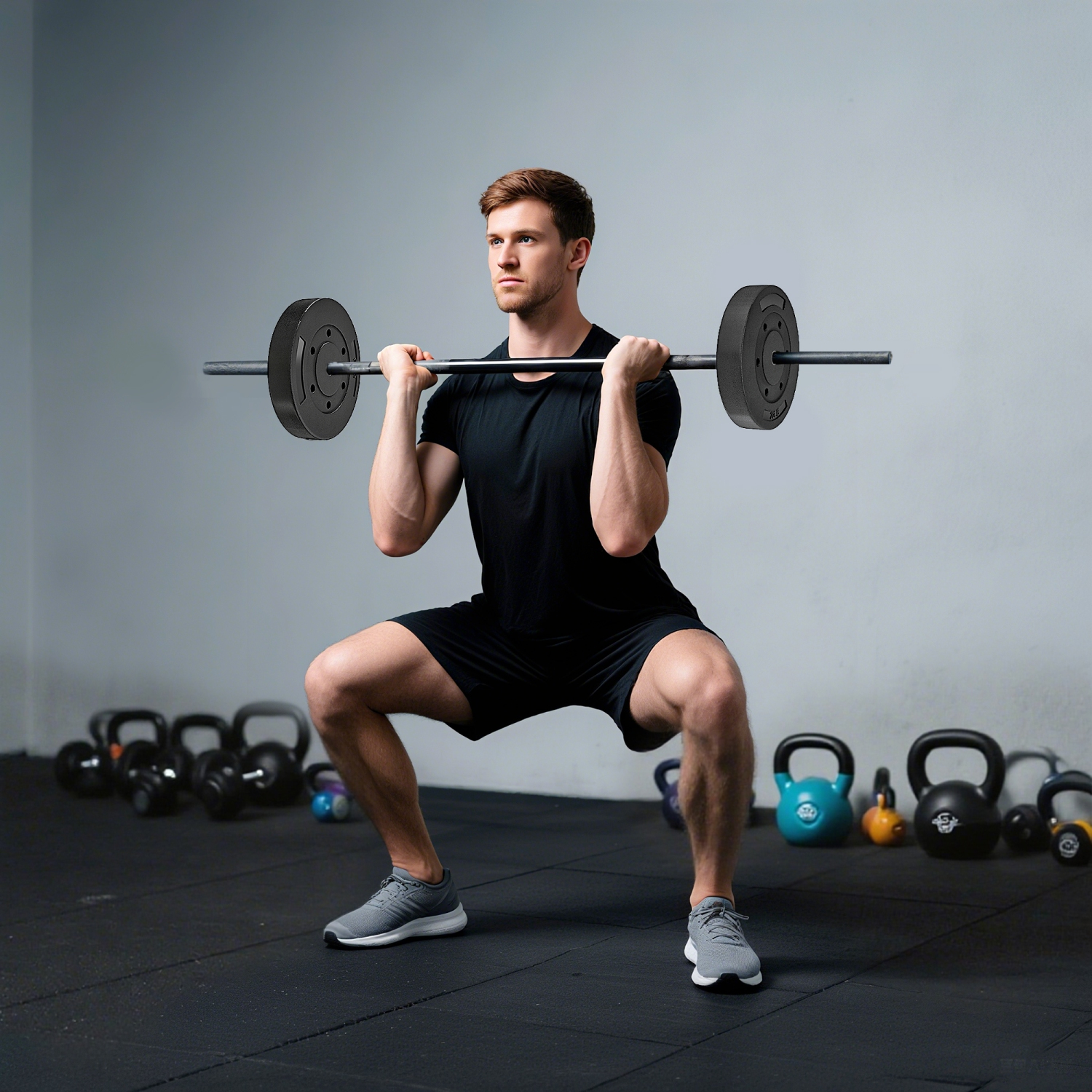 Ensemble de 2 disques Soozier, ensemble d'haltères de 1 po pour entraînement musculaire et haltérophilie à domicile, 2 22 lb, noir