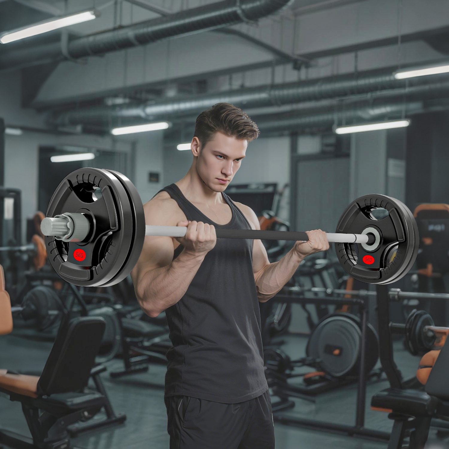 Ensemble de 4 disques Soozier, ensemble de poids de 2&nbsp;po avec trois poignées pour haltérophilie et entraînement musculaire à domicile, 4