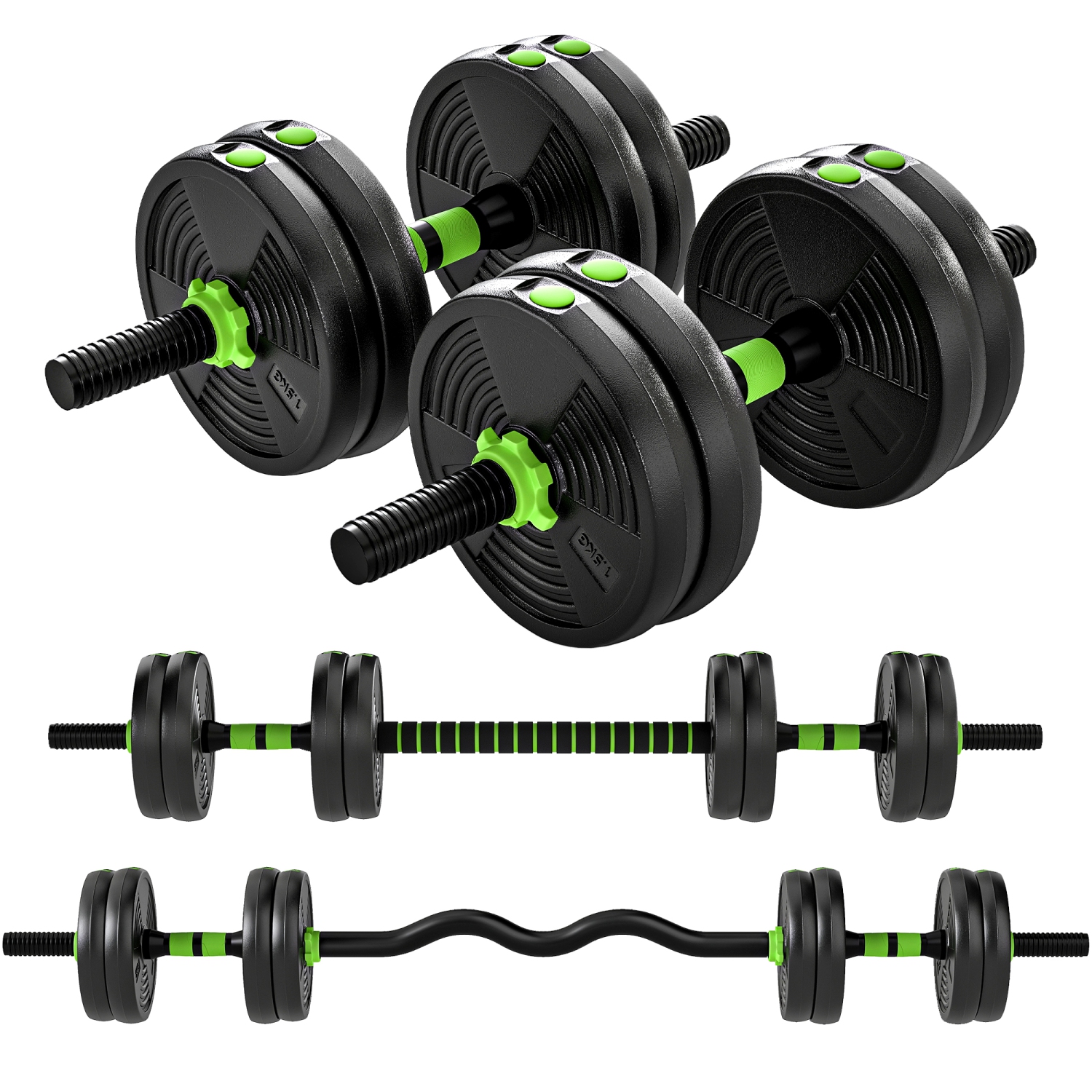 Soozier Adjustable Dumbbell Set, 3 in 1 Weights Dumbbells Set for Home Gym, 33lb Free Weights with Connector and Non-Slip Grip, Fitness Strength
