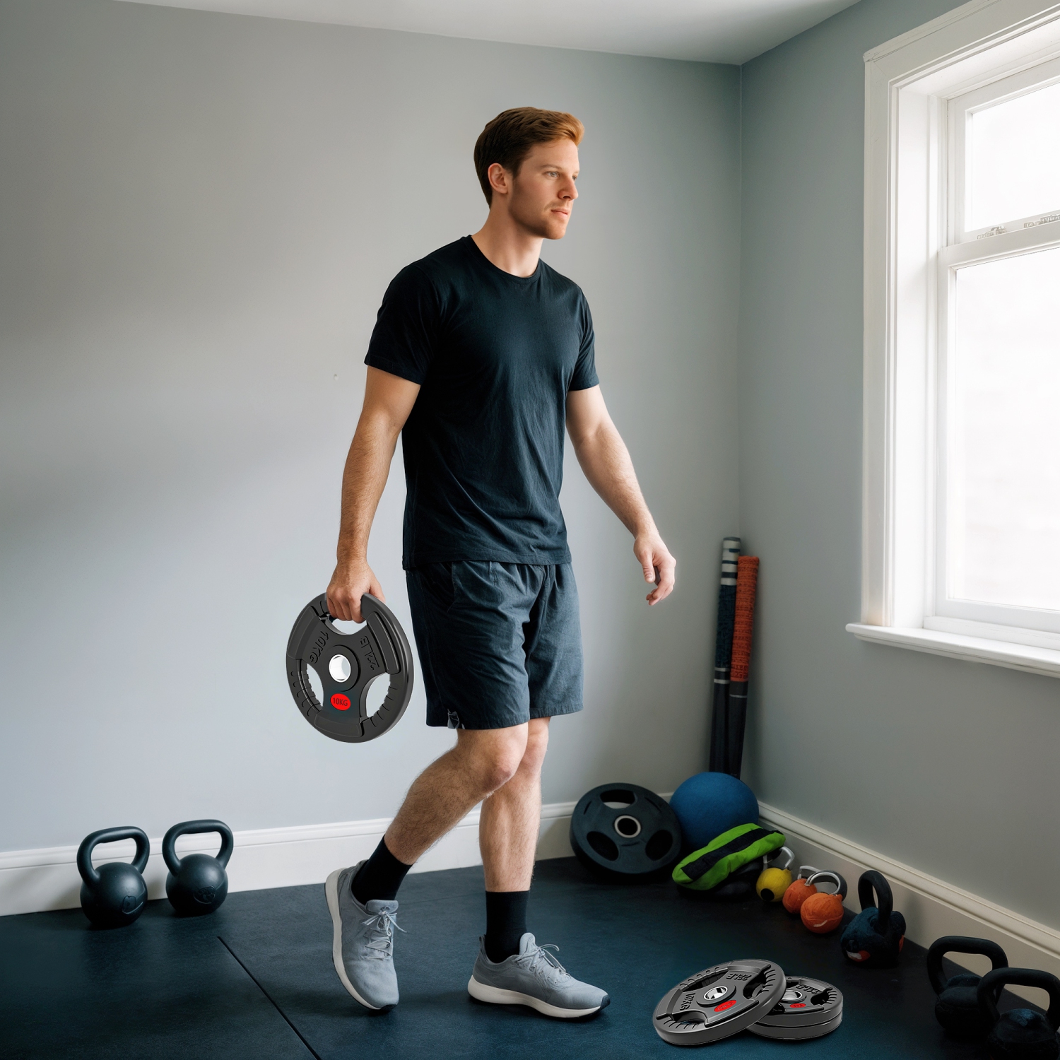 Ensemble de 4 disques Soozier, ensemble de poids de 2&nbsp;po avec trois poignées pour haltérophilie et entraînement musculaire à domicile, 2