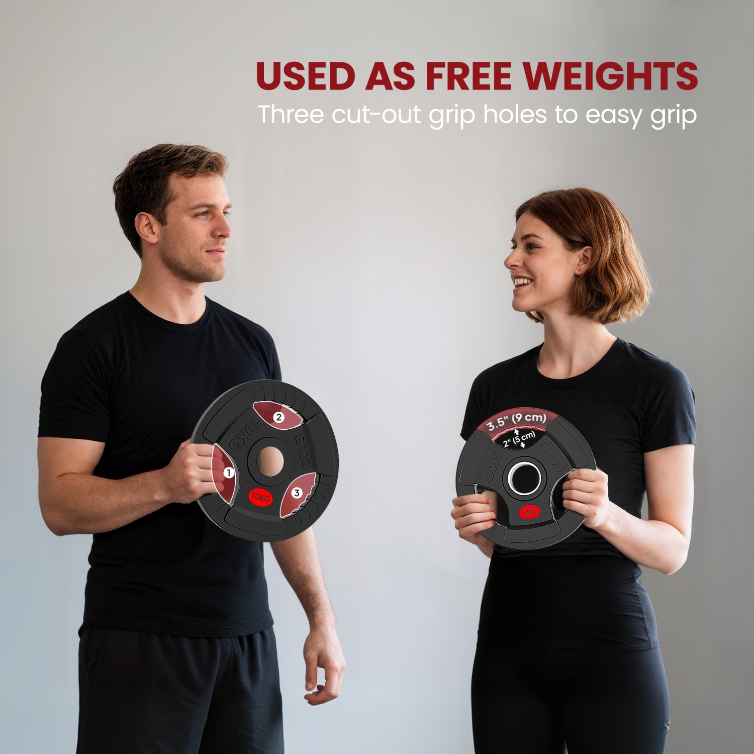 Ensemble de 4 disques Soozier, ensemble de poids de 2&nbsp;po avec trois poignées pour haltérophilie et entraînement musculaire à domicile, 2