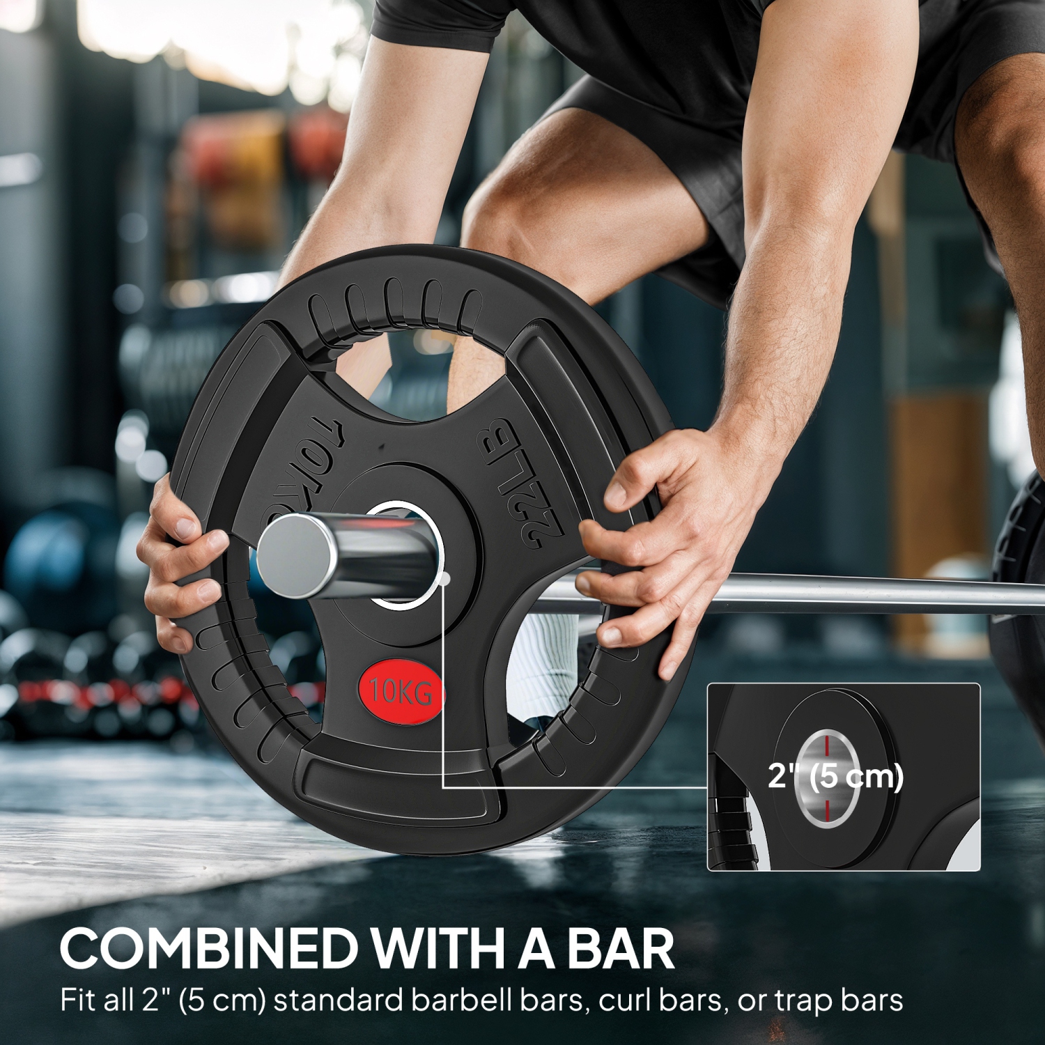 Ensemble de 4 disques Soozier, ensemble de poids de 2&nbsp;po avec trois poignées pour haltérophilie et entraînement musculaire à domicile, 2