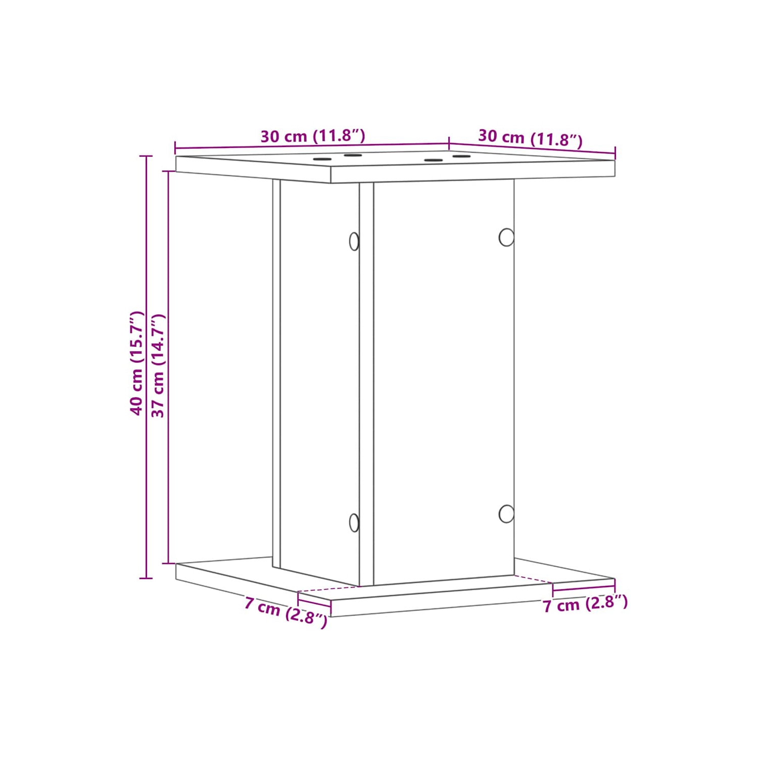 vidaXL Speaker Stands 2 pcs Black Oak 30 x 30 x 40 cm Engineered Wood