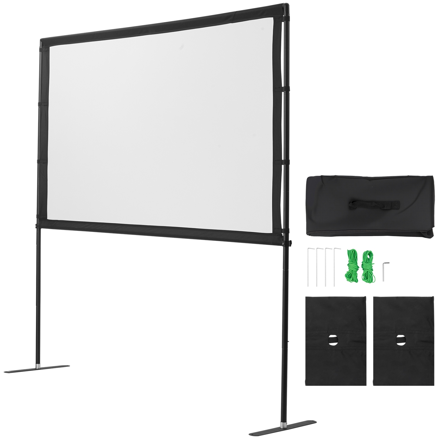 VEVOR 80 Inch Projector Screen with Stand, 160° Wide Angle Indoor Outdoor Projection Screen, 16:9 4K HD Wrinkleless Portable Dual-Stand Screens with