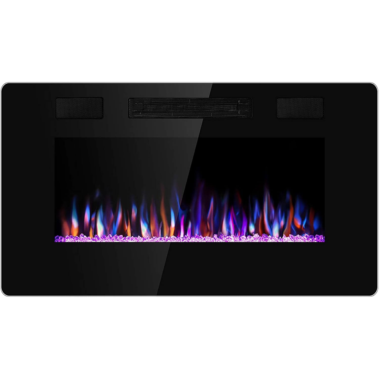 Foyer électrique mince de 50&nbsp;po, chaufferette murale/encastrée avec minuterie, flamme 3D, télécommande et commandes tactiles, couleurs