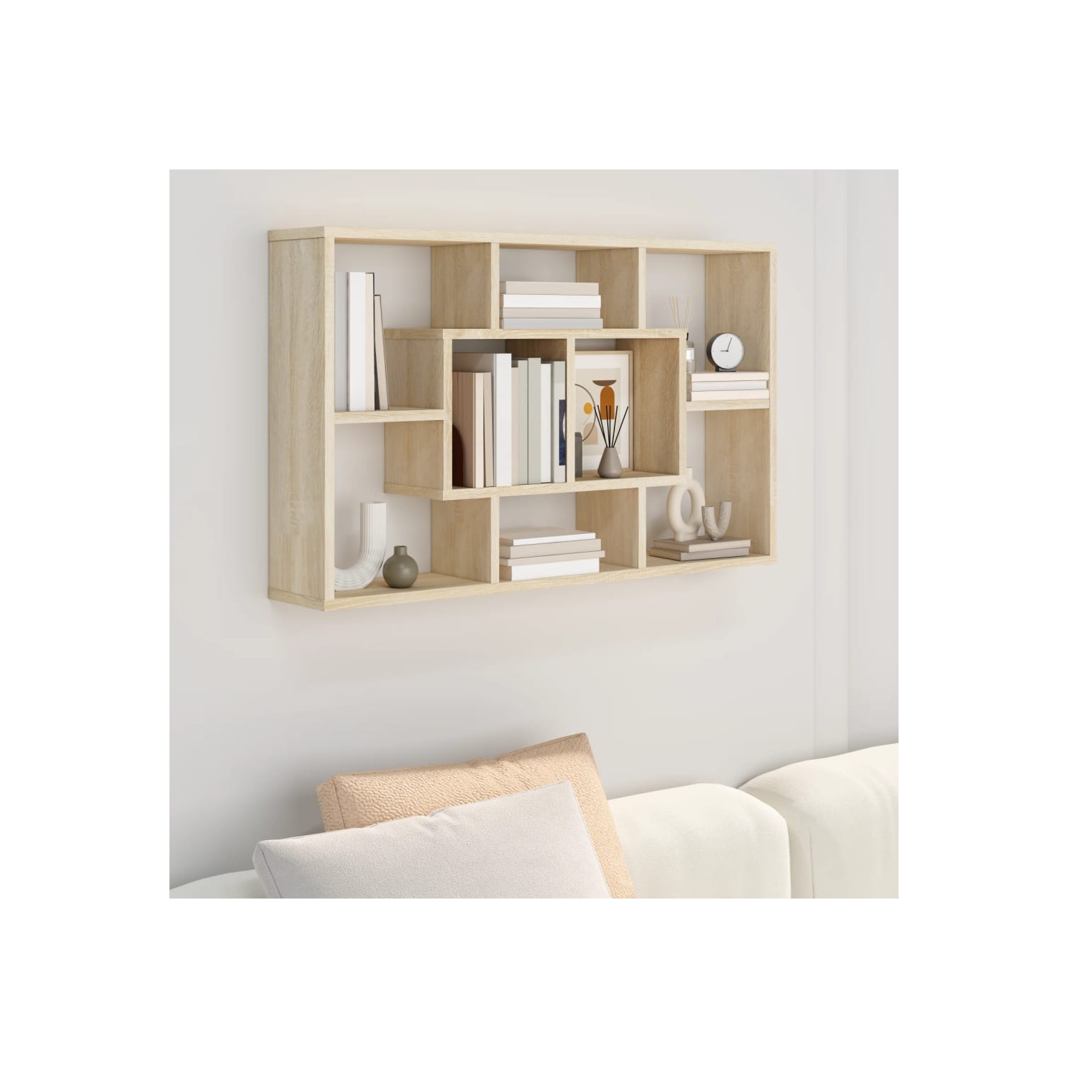 vidaXL Wall Shelf Sonoma Oak 85x16x52.5 cm Engineered Wood