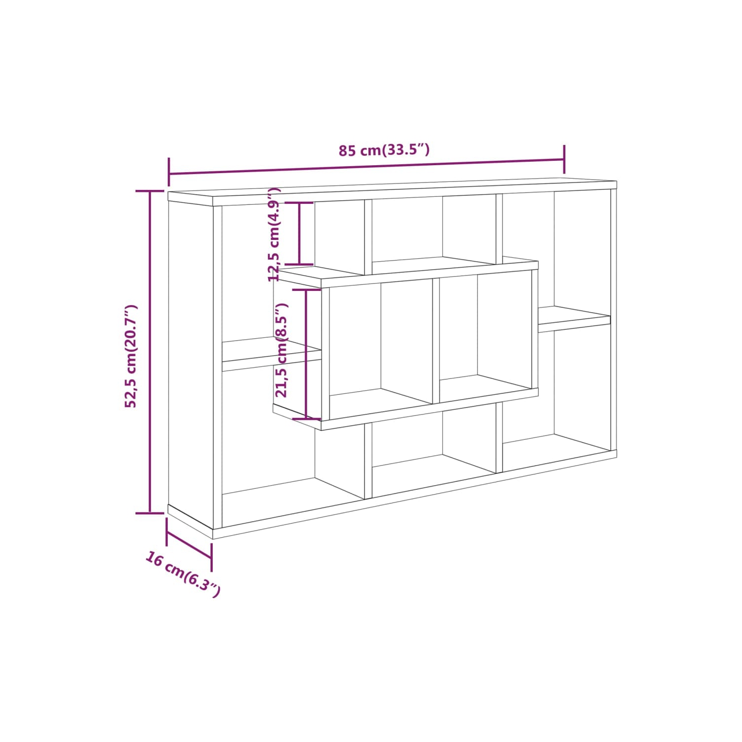 vidaXL Wall Shelf Sonoma Oak 85x16x52.5 cm Engineered Wood